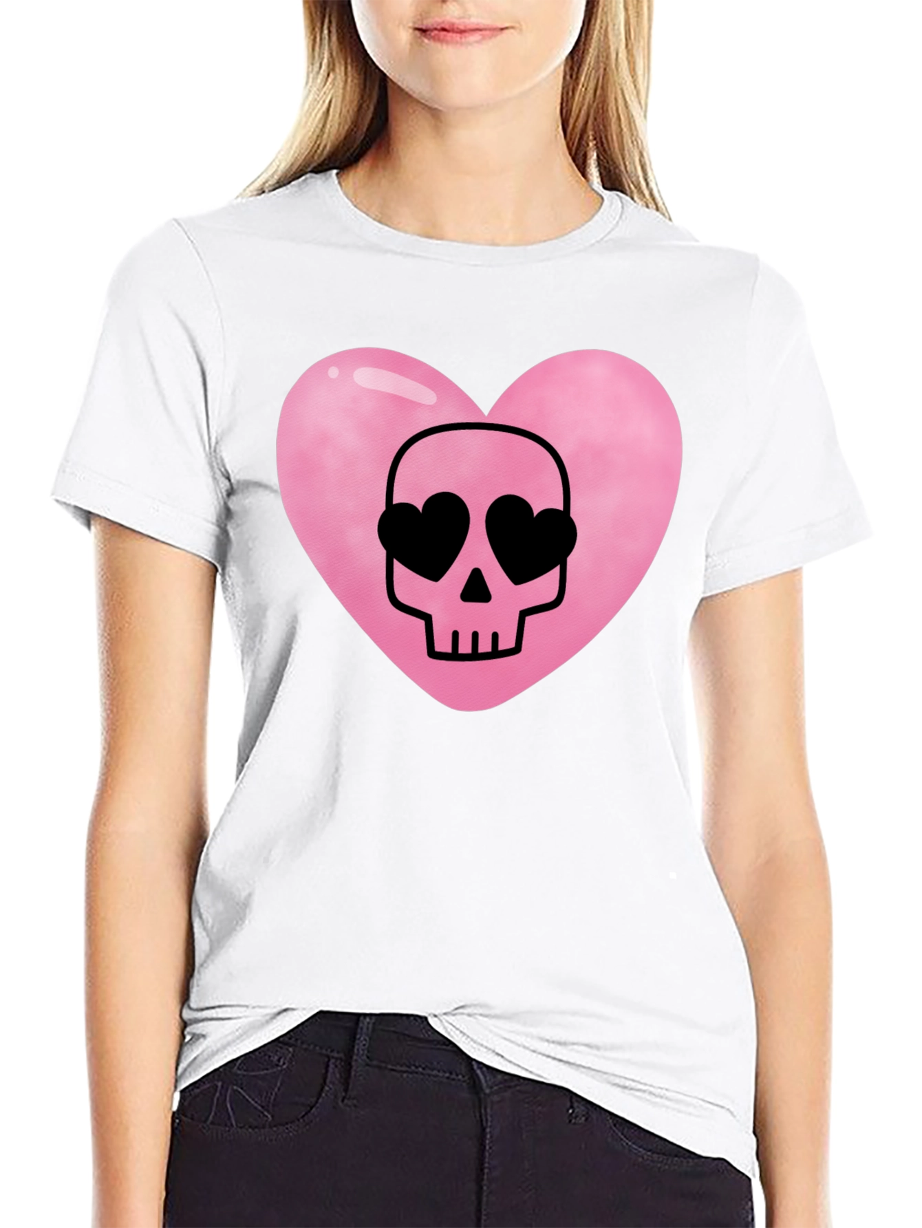 Heart Skull Black T-Shirt