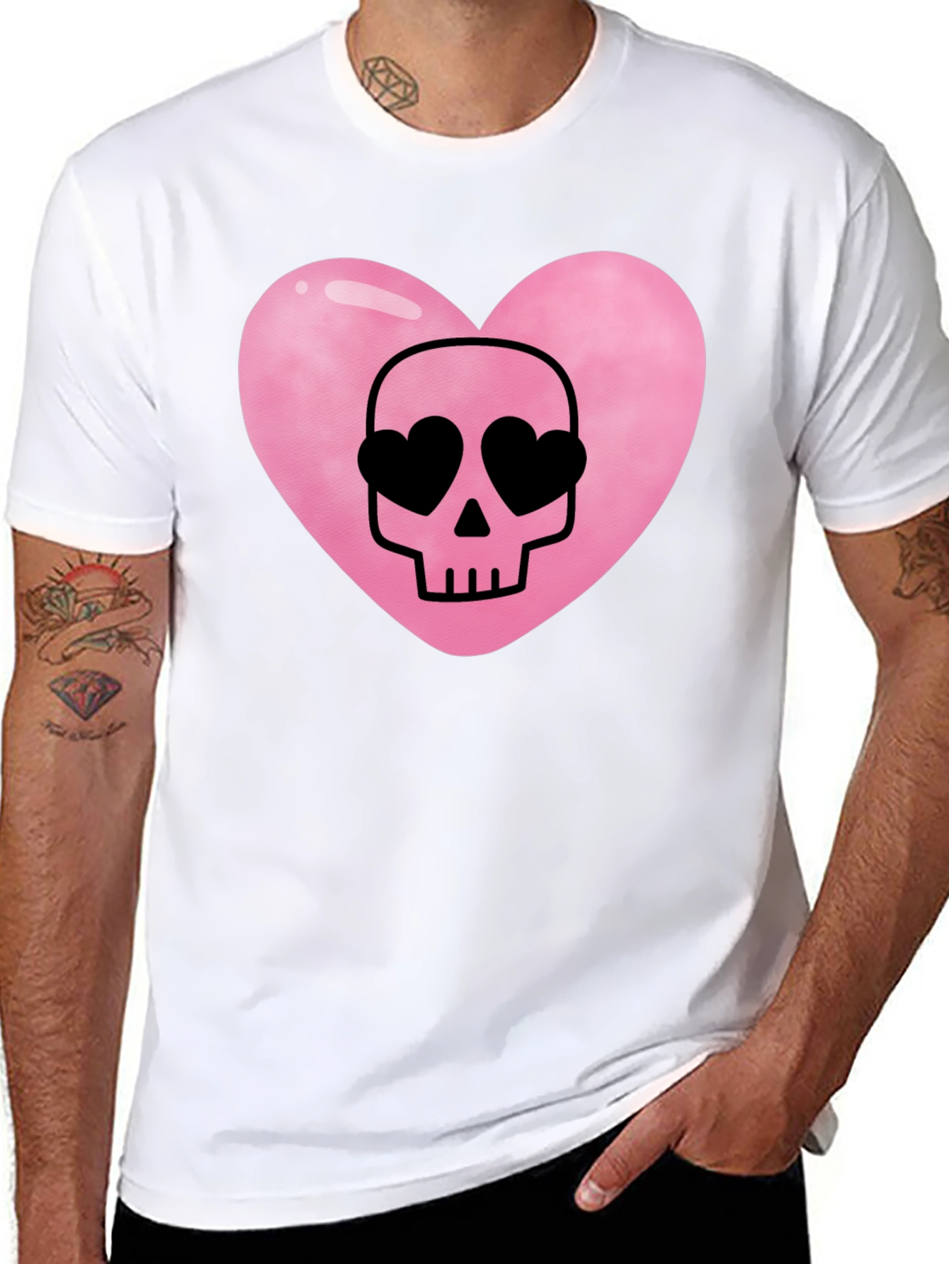 Heart Skull Black T-Shirt
