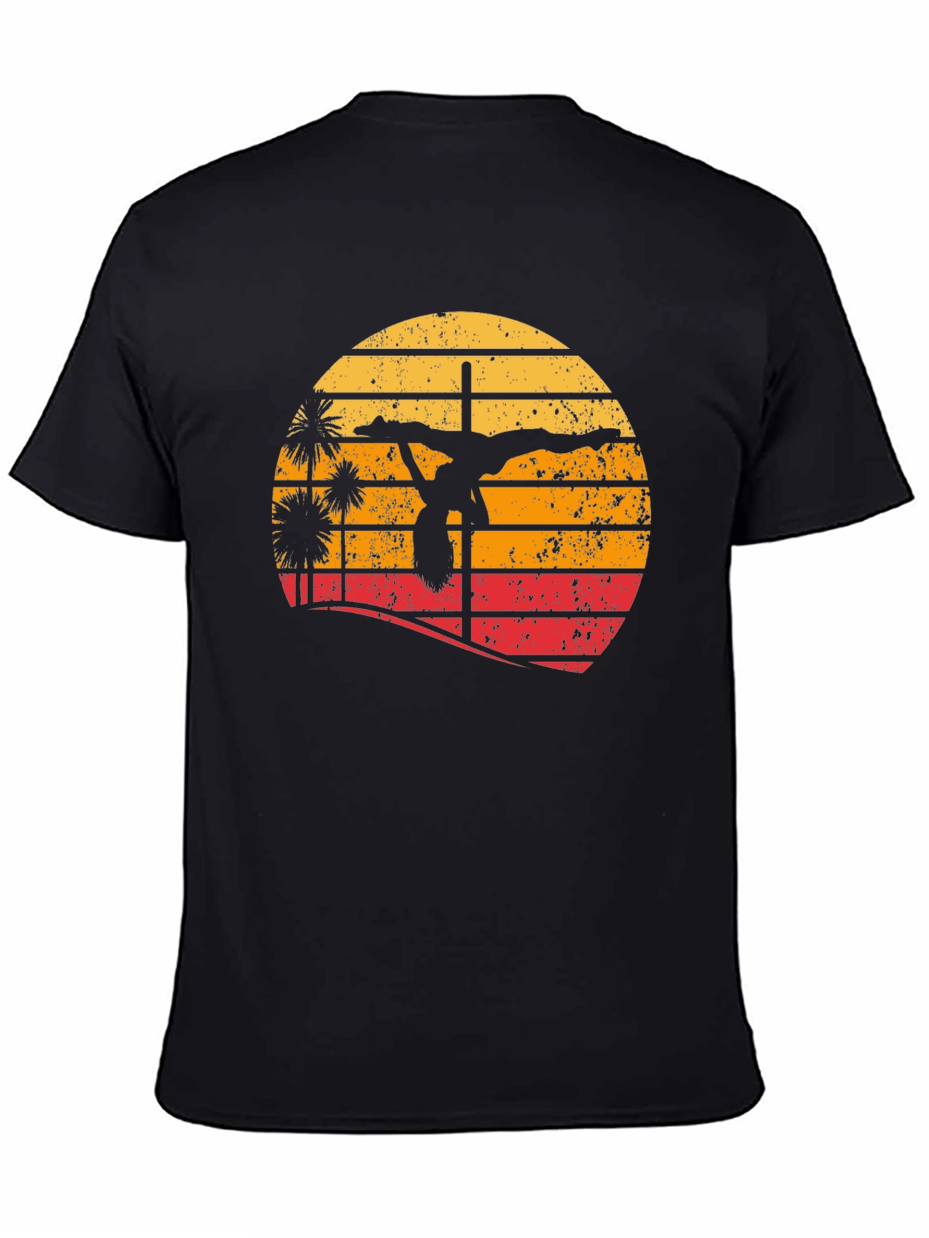 Retro Sunset Pole Dancer T-Shirt - Unique Design