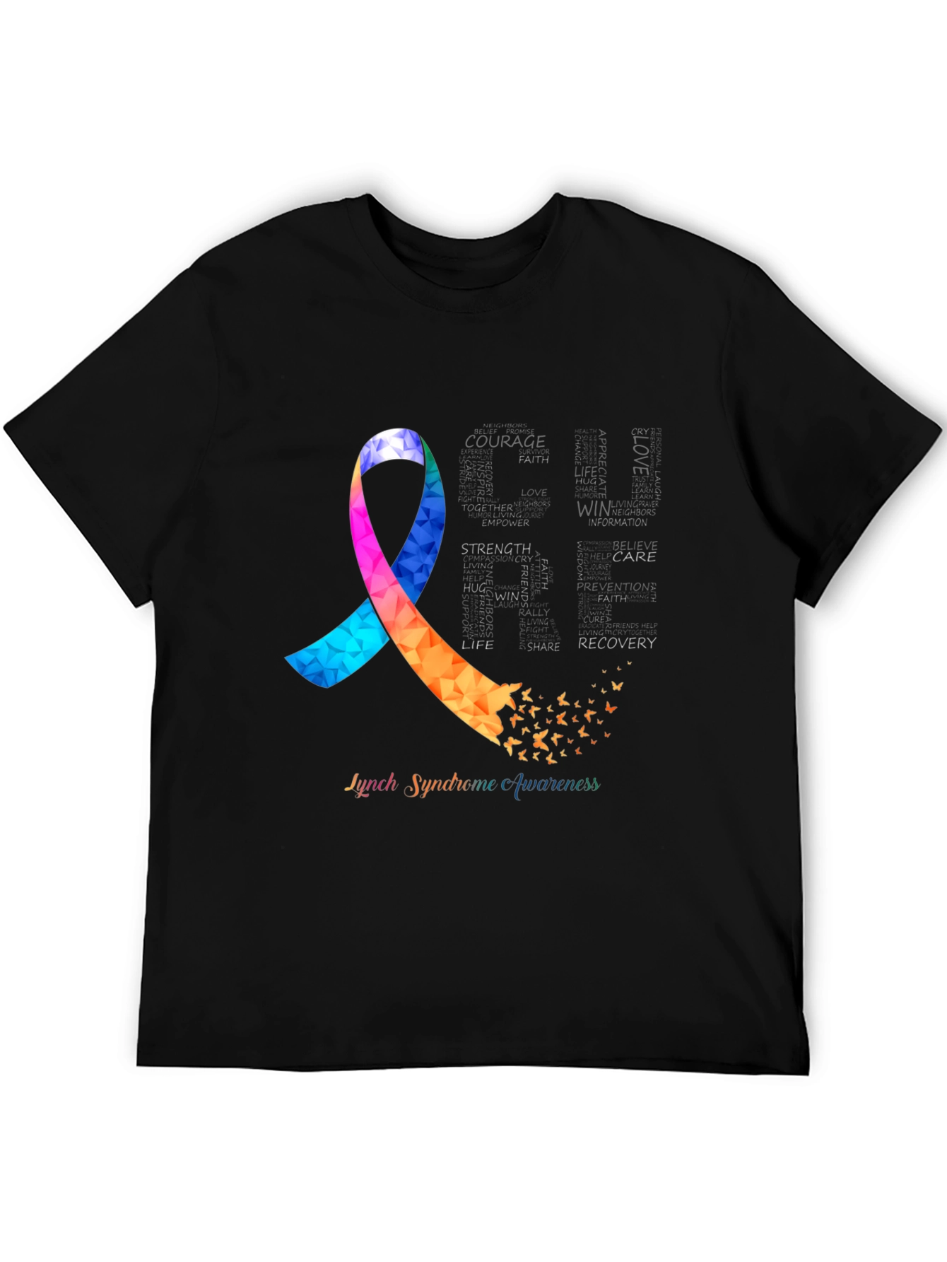 Lynch Syndrome Awareness T-Shirt Ribbon Butterfly