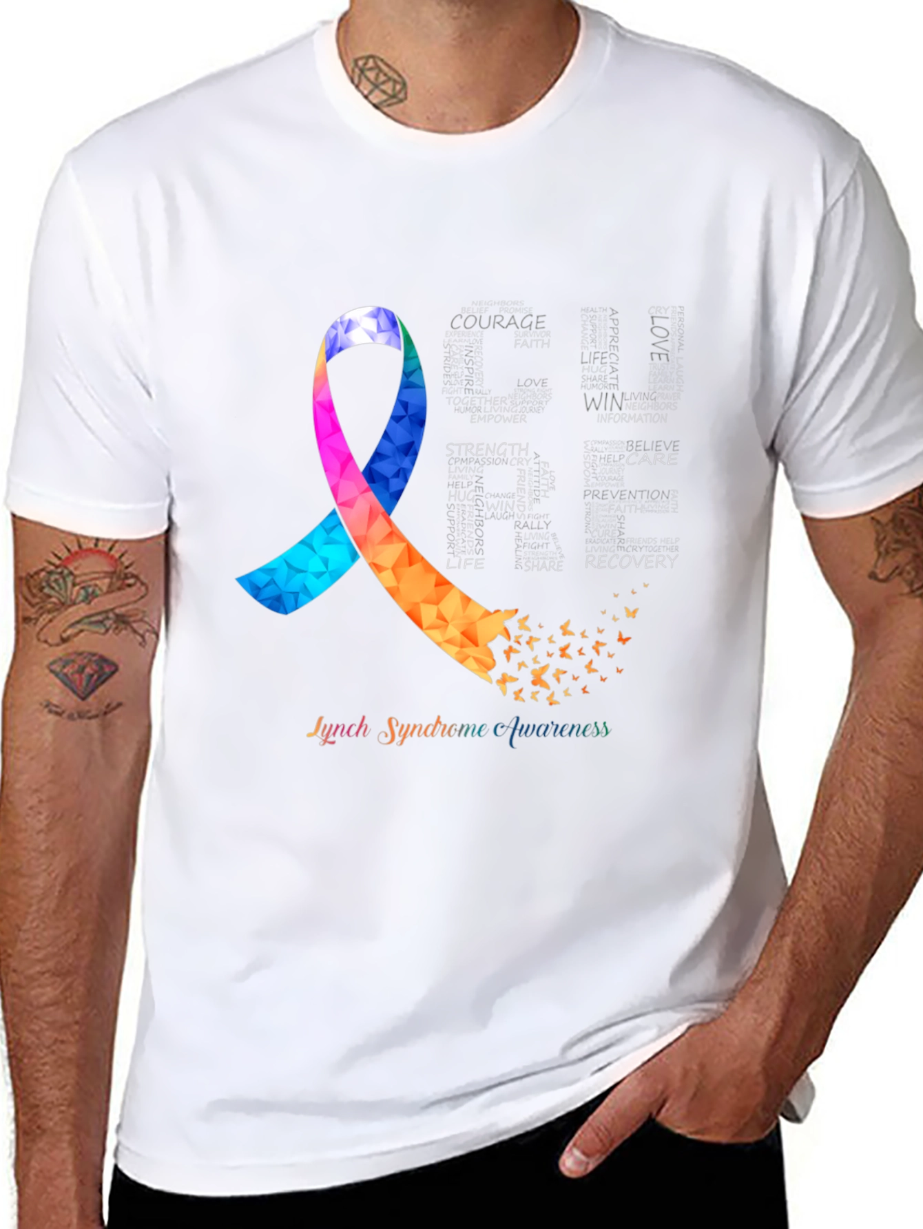 Lynch Syndrome Awareness T-Shirt Ribbon Butterfly