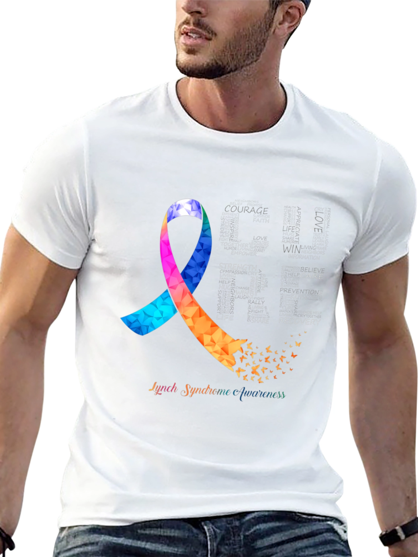 Lynch Syndrome Awareness T-Shirt Ribbon Butterfly