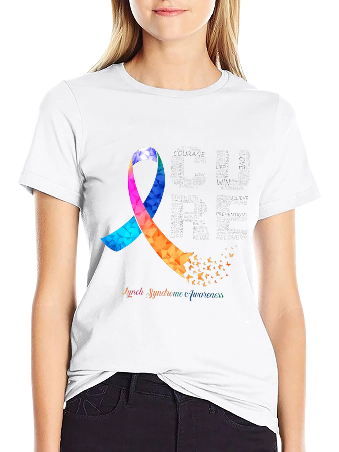 Lynch Syndrome Awareness T-Shirt Ribbon Butterfly