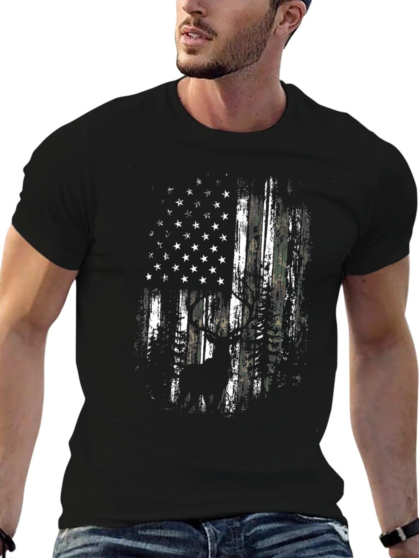 Distressed American Flag Hunter T-Shirt