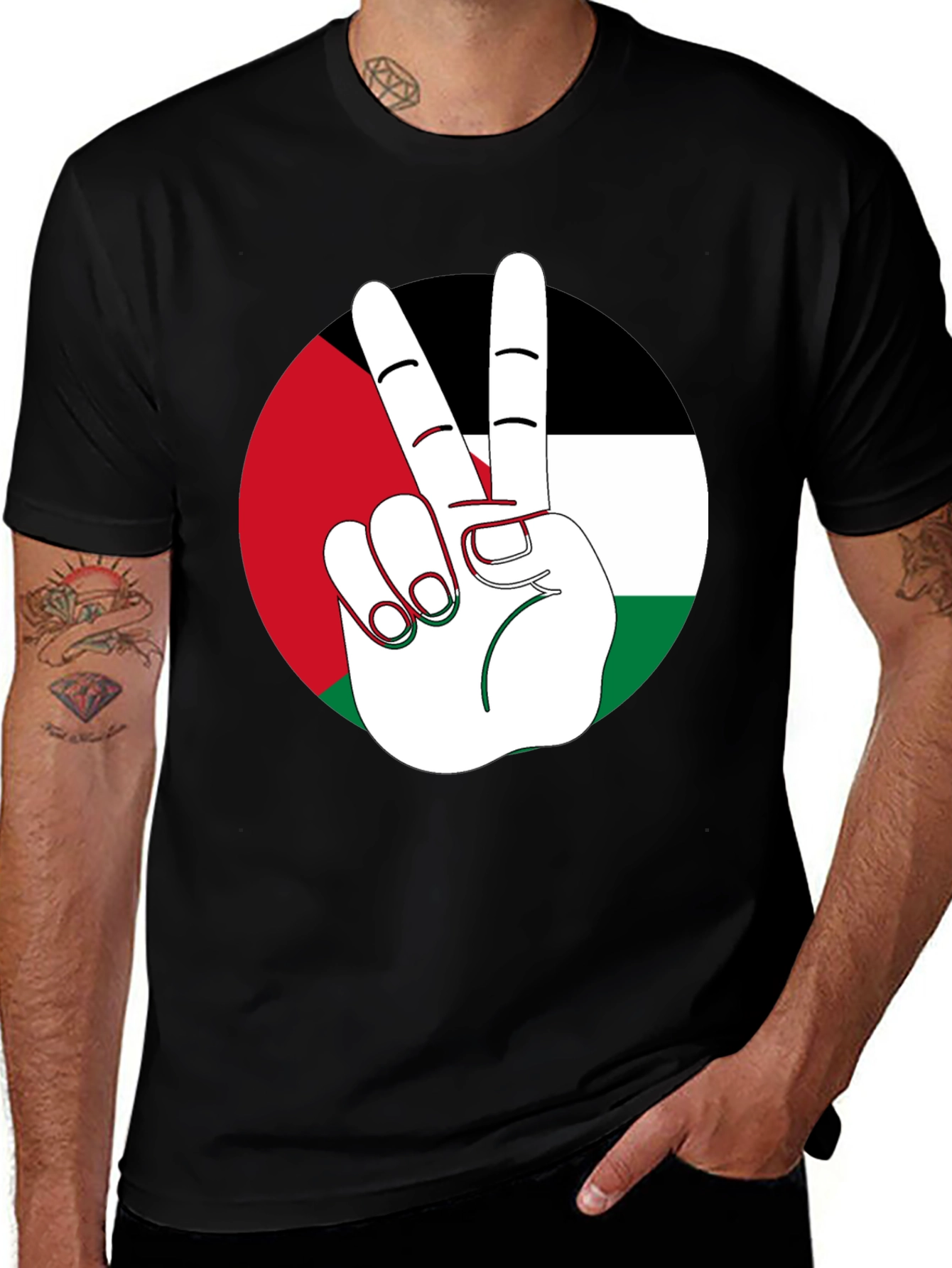 Palestine Flag Peace Sign T-Shirt