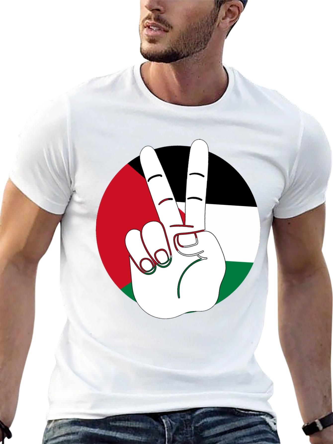 Palestine Flag Peace Sign T-Shirt