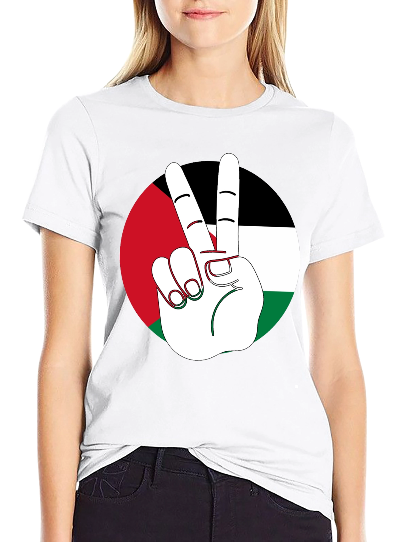 Palestine Flag Peace Sign T-Shirt