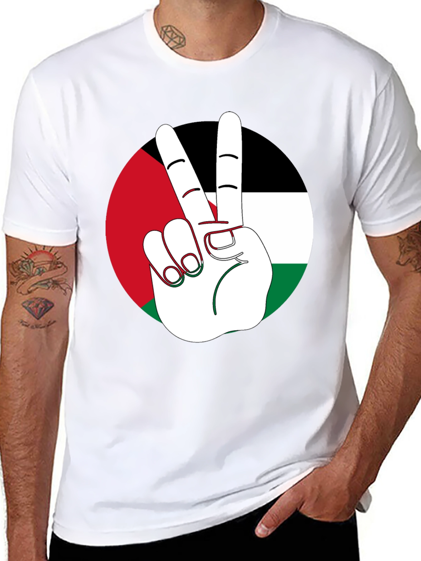 Palestine Flag Peace Sign T-Shirt