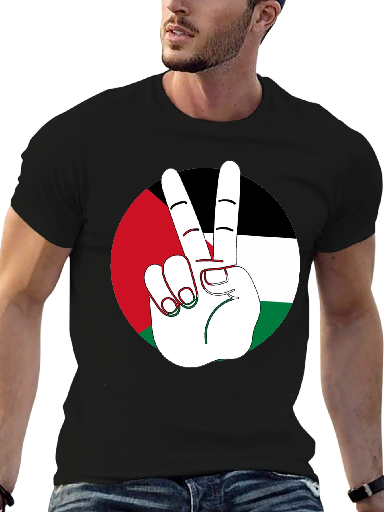 Palestine Flag Peace Sign T-Shirt