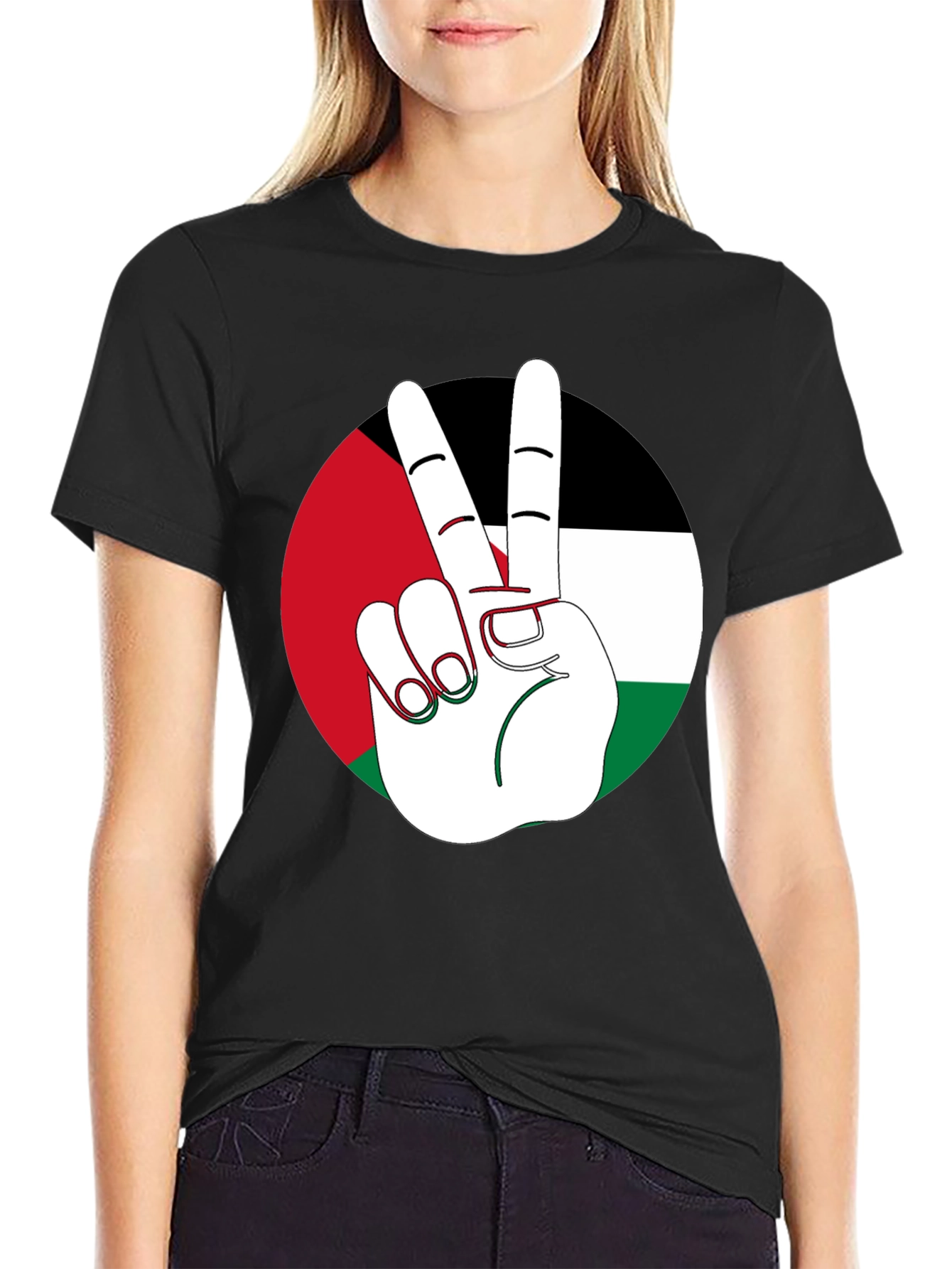 Palestine Flag Peace Sign T-Shirt