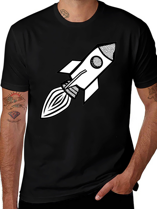 Retro Rocket Graphic Tee - Black