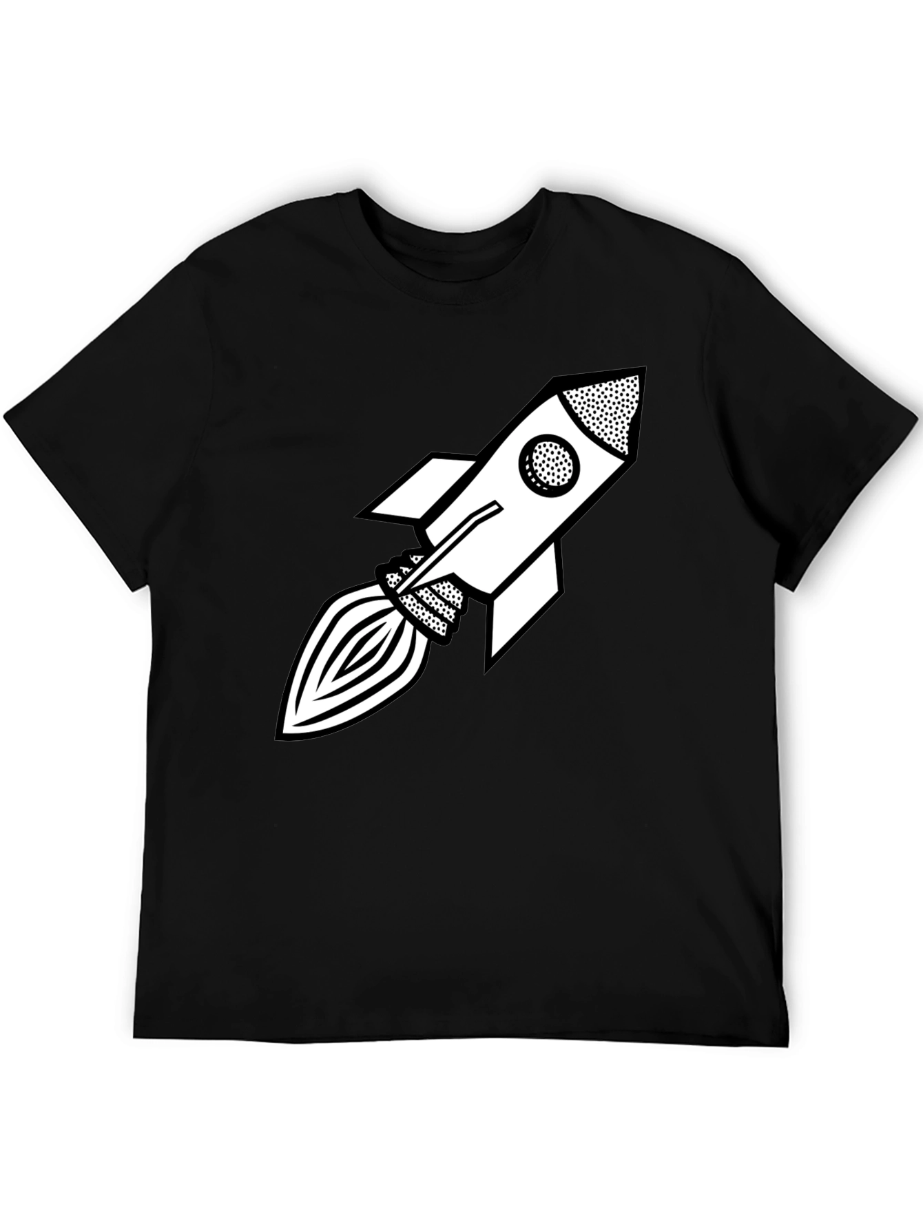 Retro Rocket Graphic Tee - Black