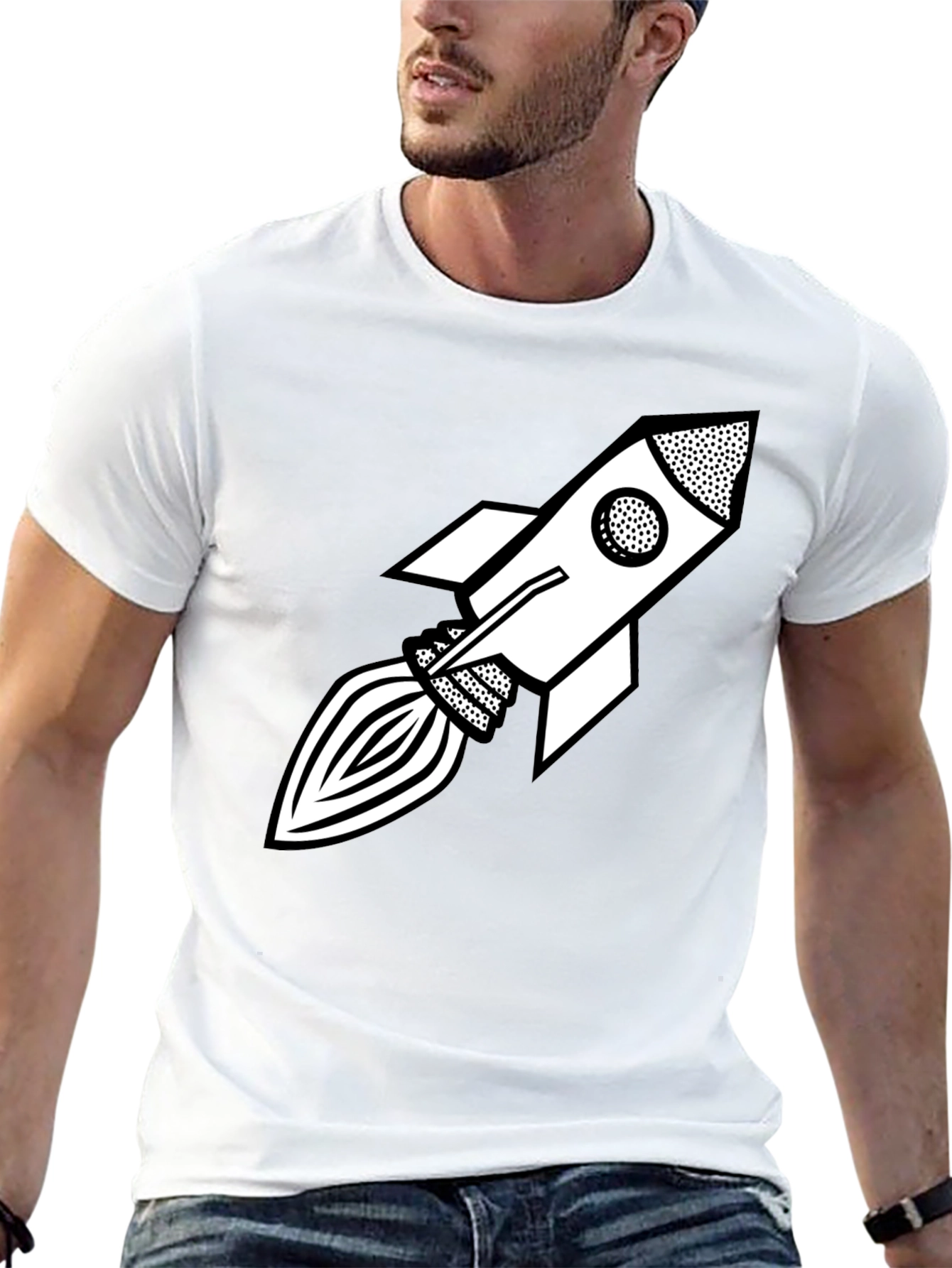 Retro Rocket Graphic Tee - Black
