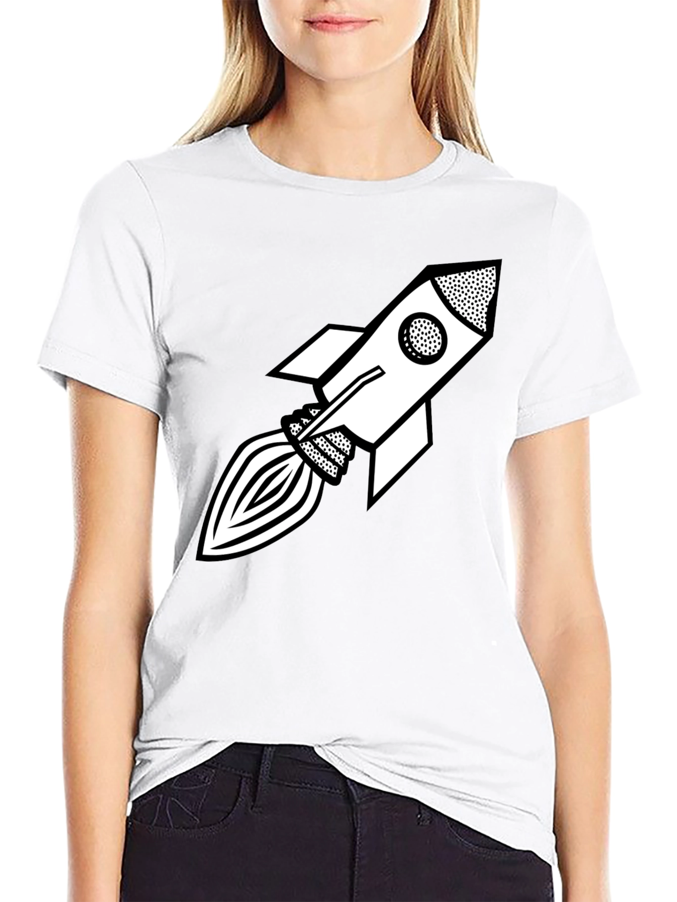 Retro Rocket Graphic Tee - Black