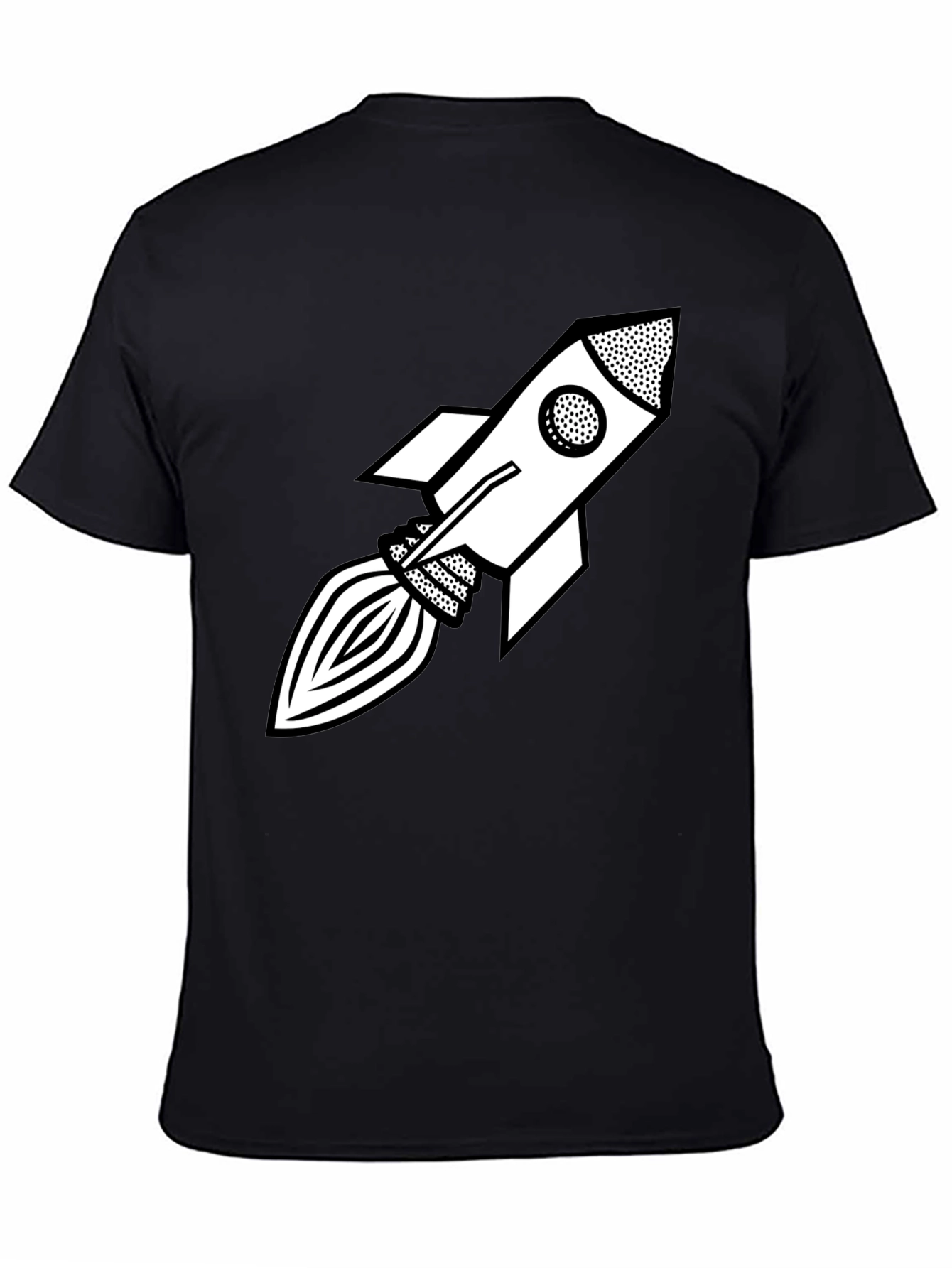 Retro Rocket Graphic Tee - Black