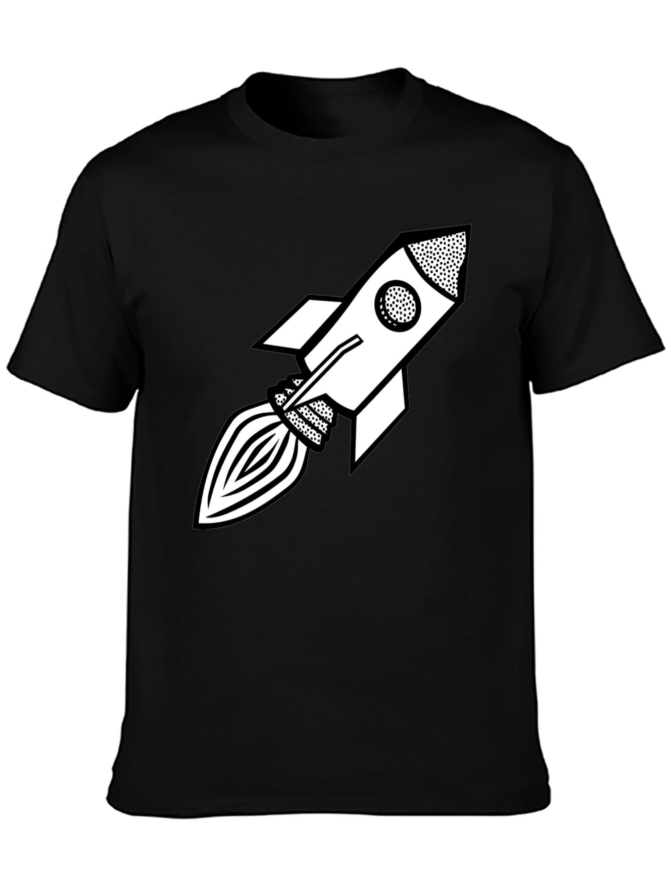 Retro Rocket Graphic Tee - Black