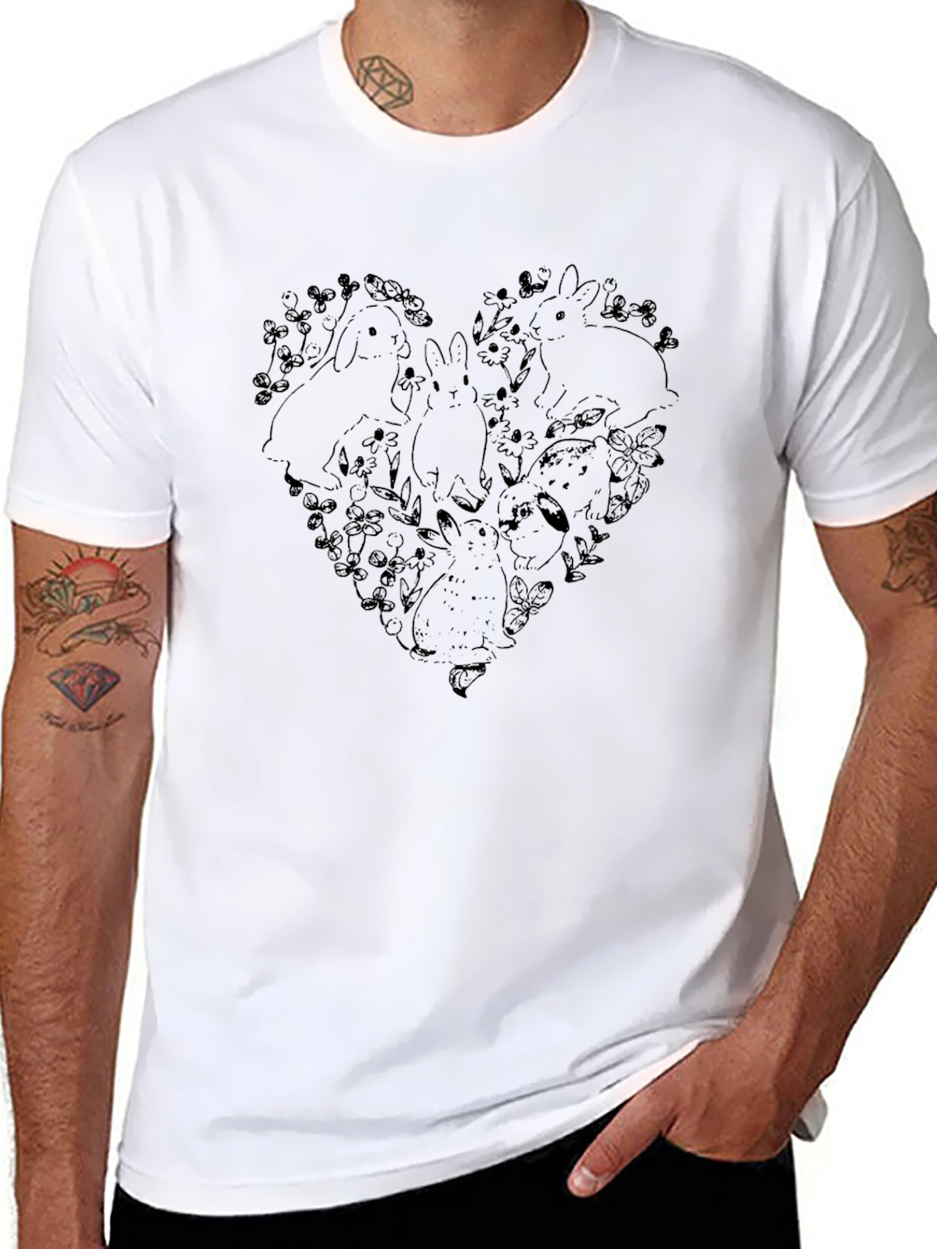 Rabbit Heart Graphic Tee - Soft Cotton Blend