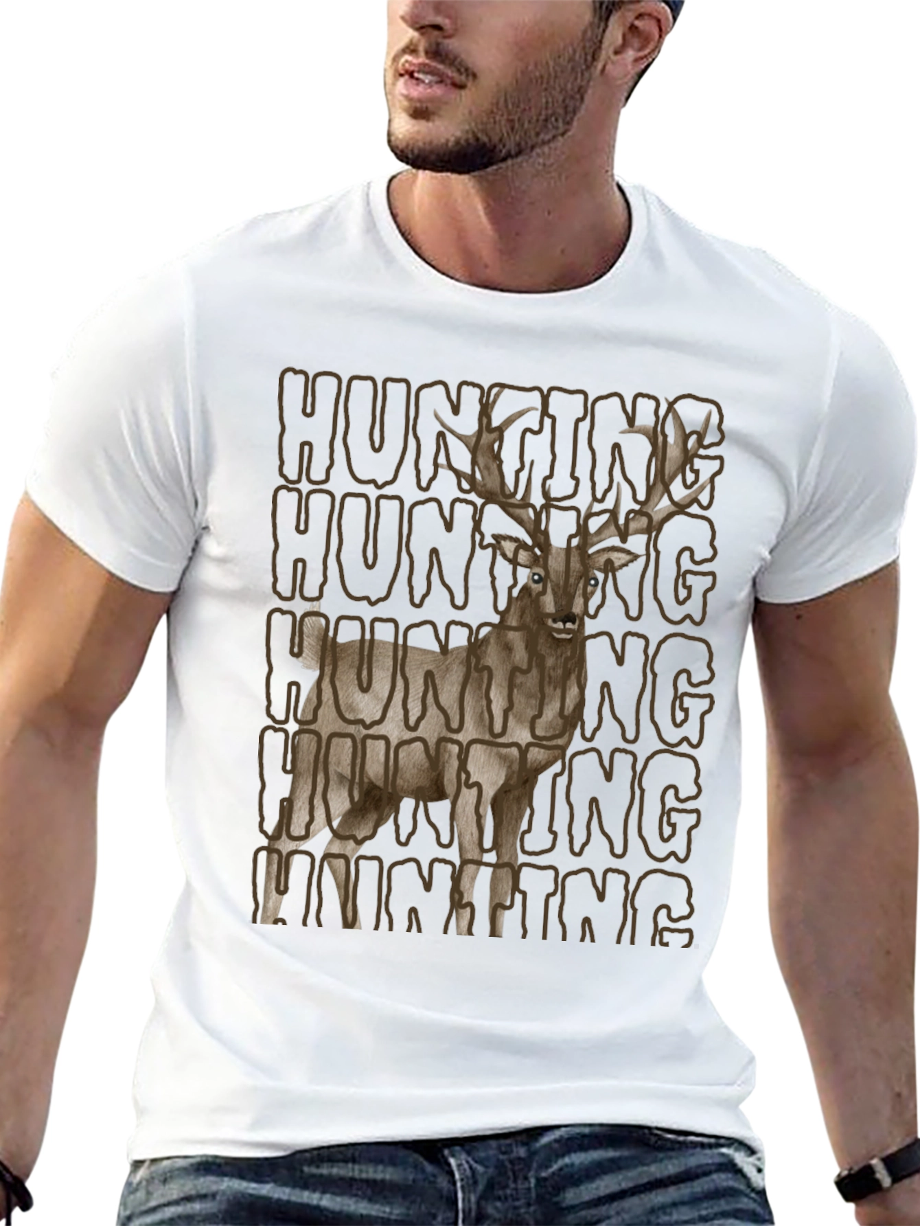 Hunting Deer Graphic Tee - Mens Black T-Shirt