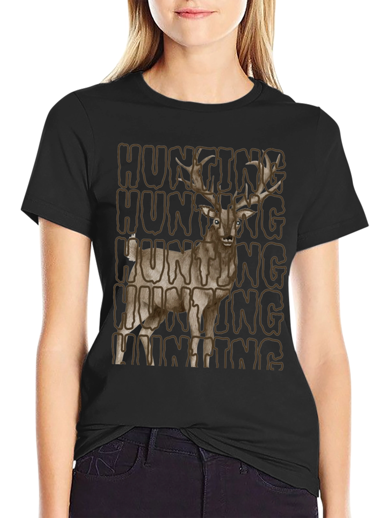 Hunting Deer Graphic Tee - Mens Black T-Shirt
