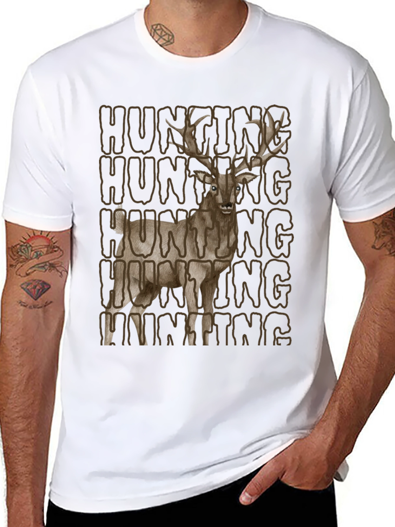 Hunting Deer Graphic Tee - Mens Black T-Shirt