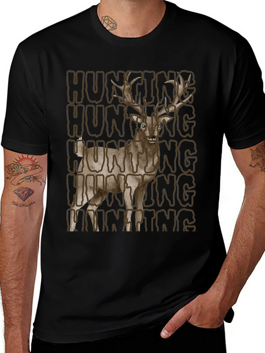 Hunting Deer Graphic Tee - Mens Black T-Shirt