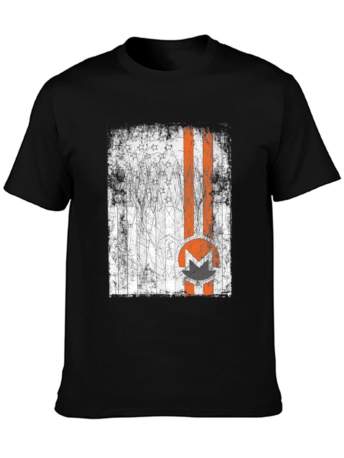 Distressed American Flag Monero Crypto T-Shirt