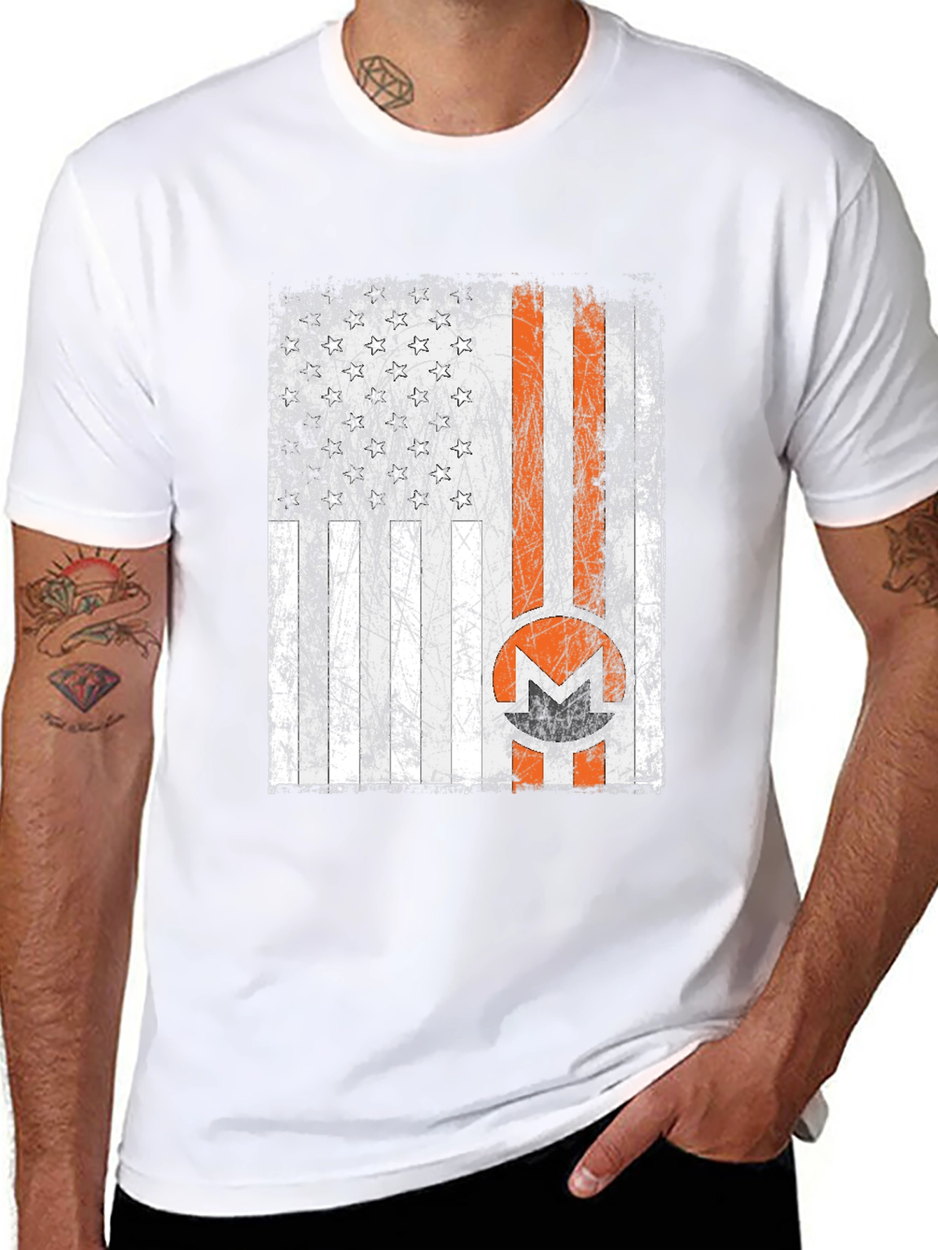 Distressed American Flag Monero Crypto T-Shirt
