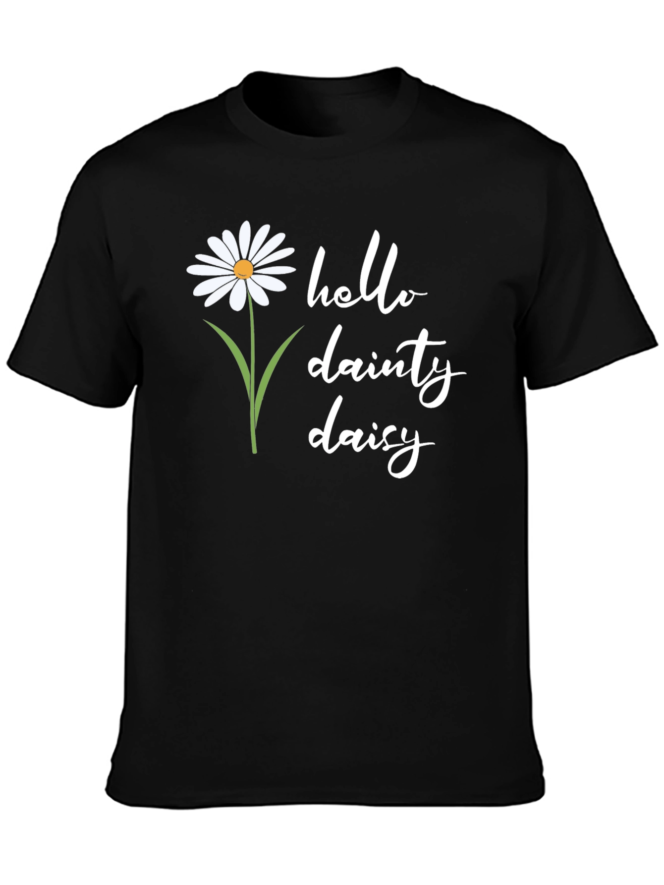 Hello Dainty Daisy Graphic Tee - Black Unisex Shirt