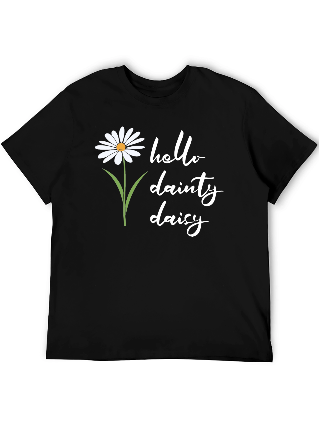 Hello Dainty Daisy Graphic Tee - Black Unisex Shirt