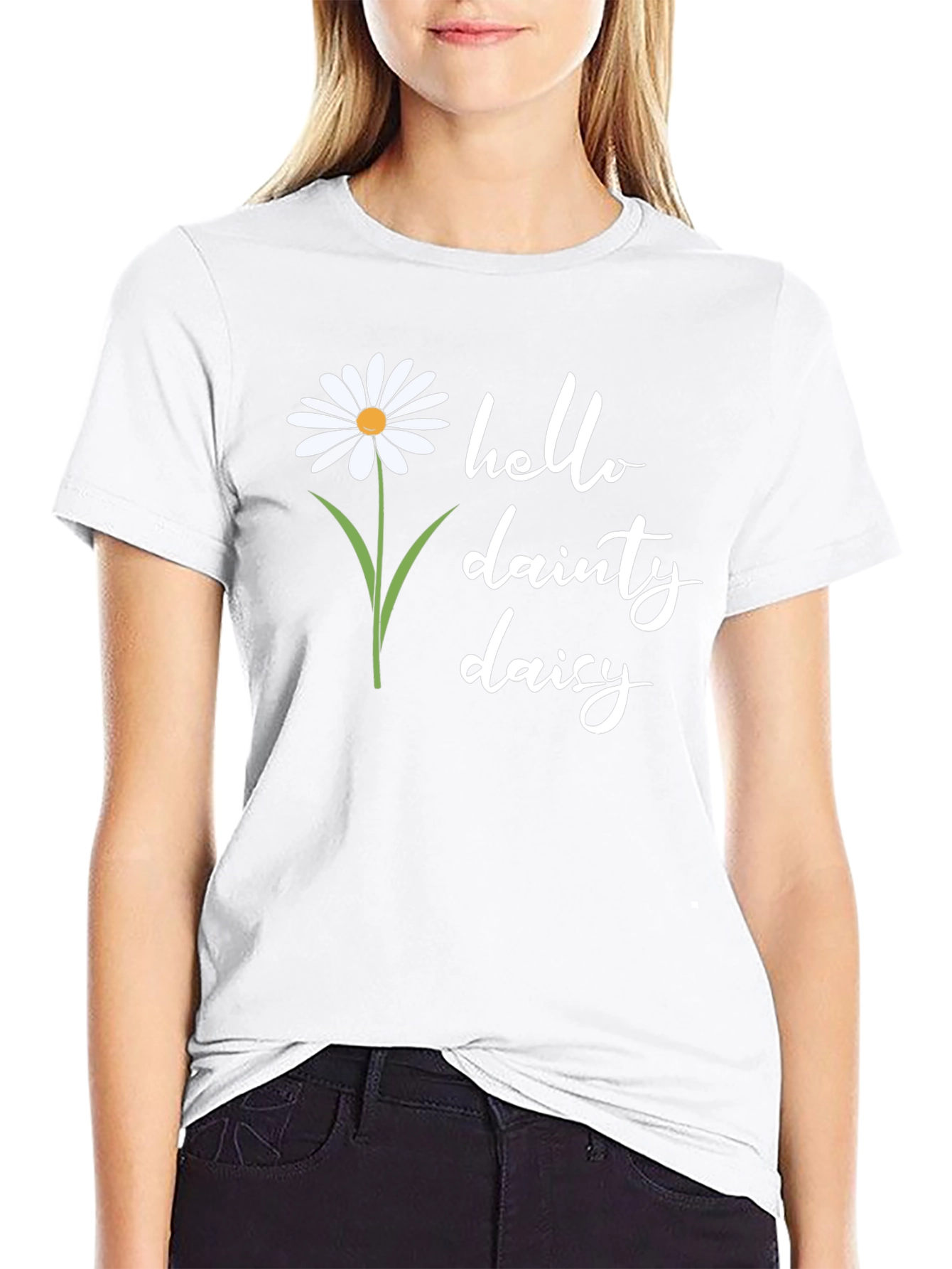 Hello Dainty Daisy Graphic Tee - Black Unisex Shirt