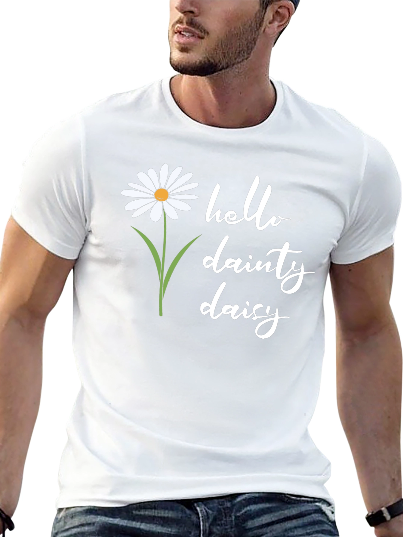 Hello Dainty Daisy Graphic Tee - Black Unisex Shirt