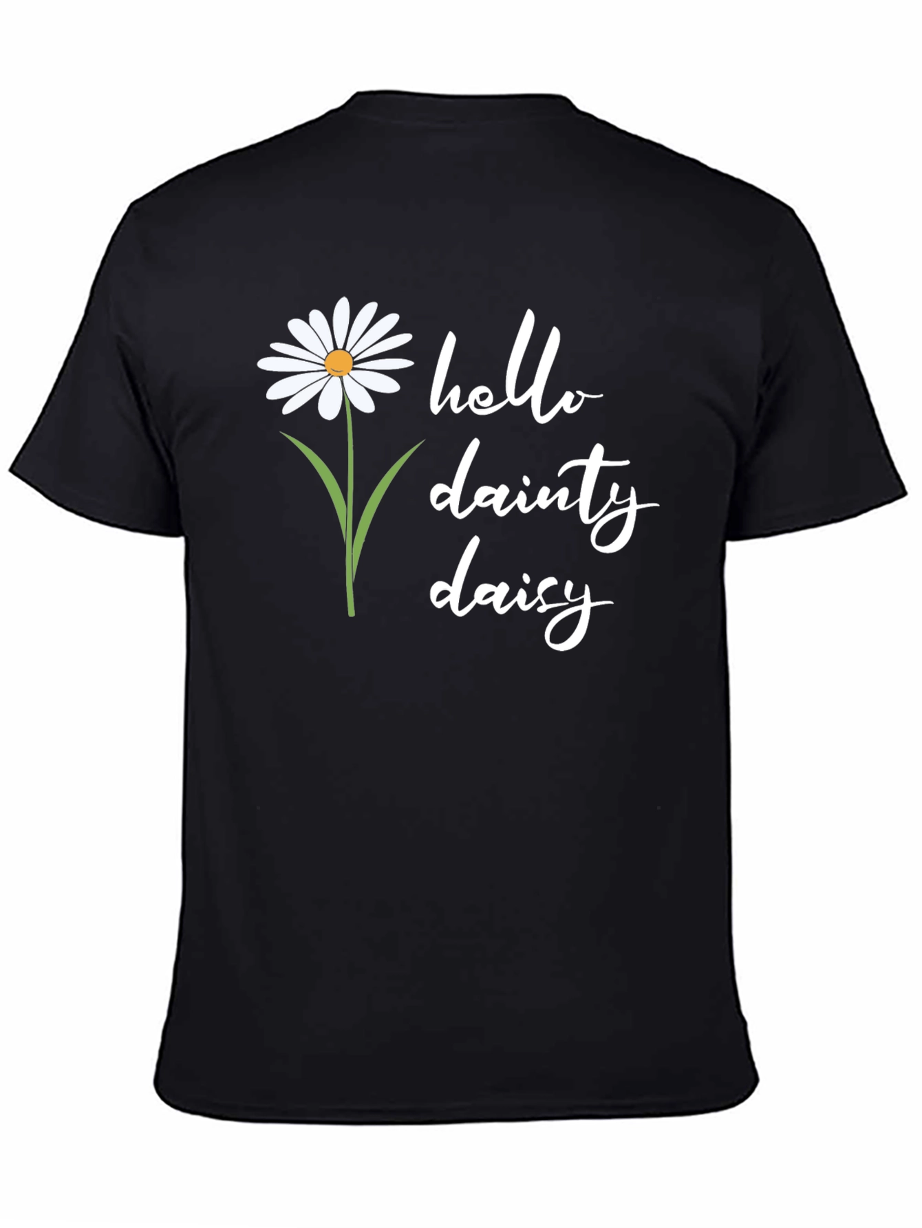 Hello Dainty Daisy Graphic Tee - Black Unisex Shirt