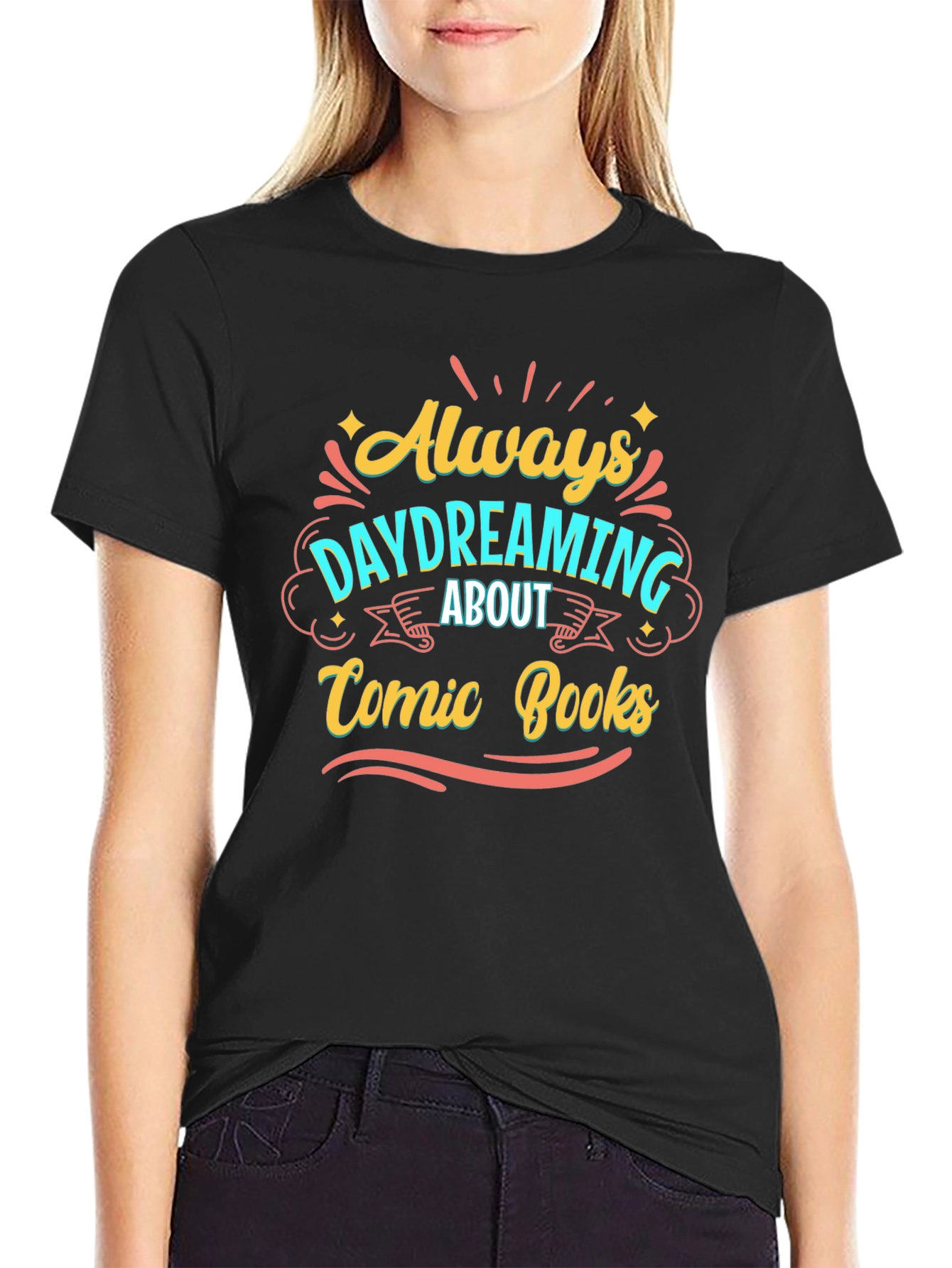 Comic Books Always Daydreaming Black Tee