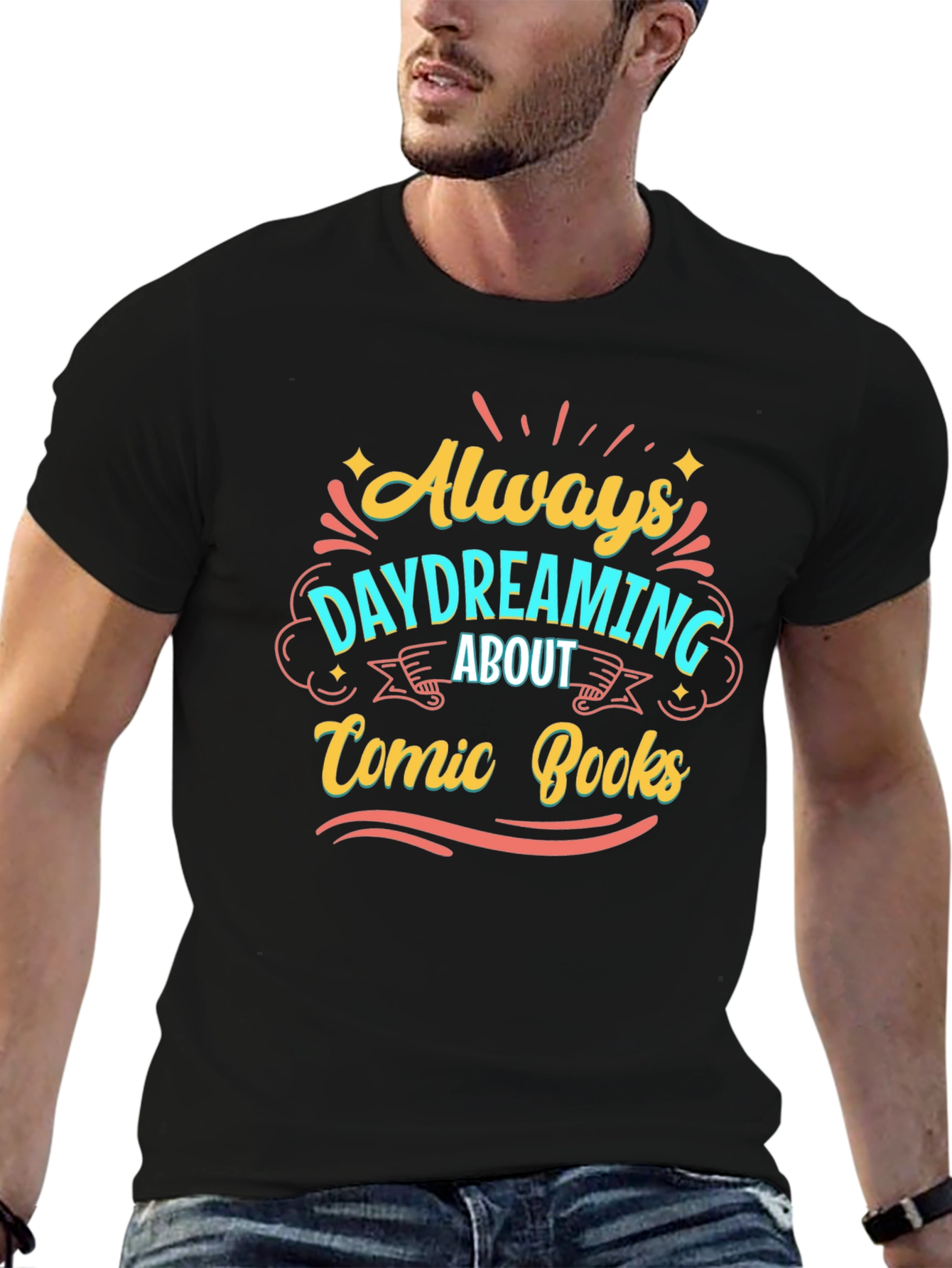 Comic Books Always Daydreaming Black Tee