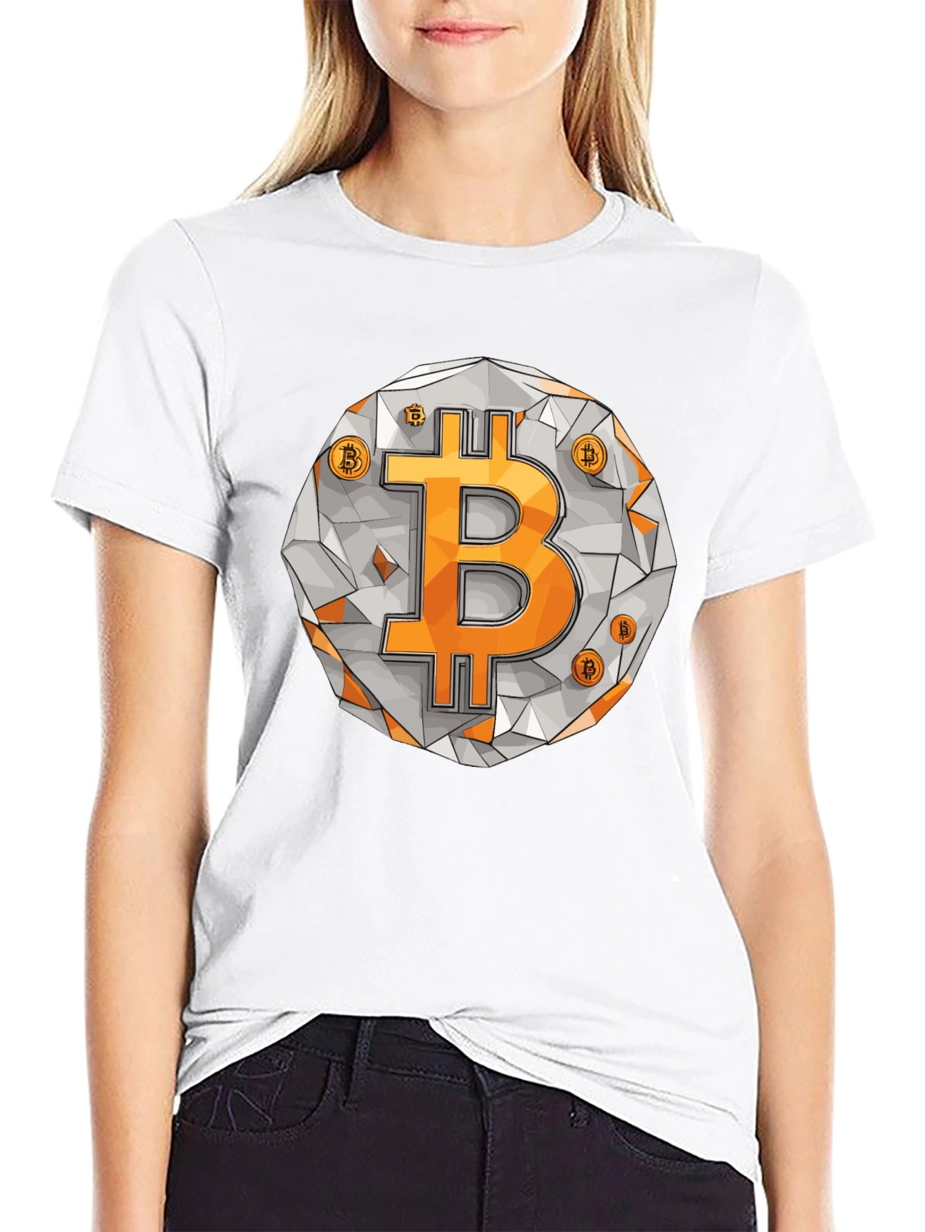 Bitcoin Crypto T-Shirt - Geometric Design