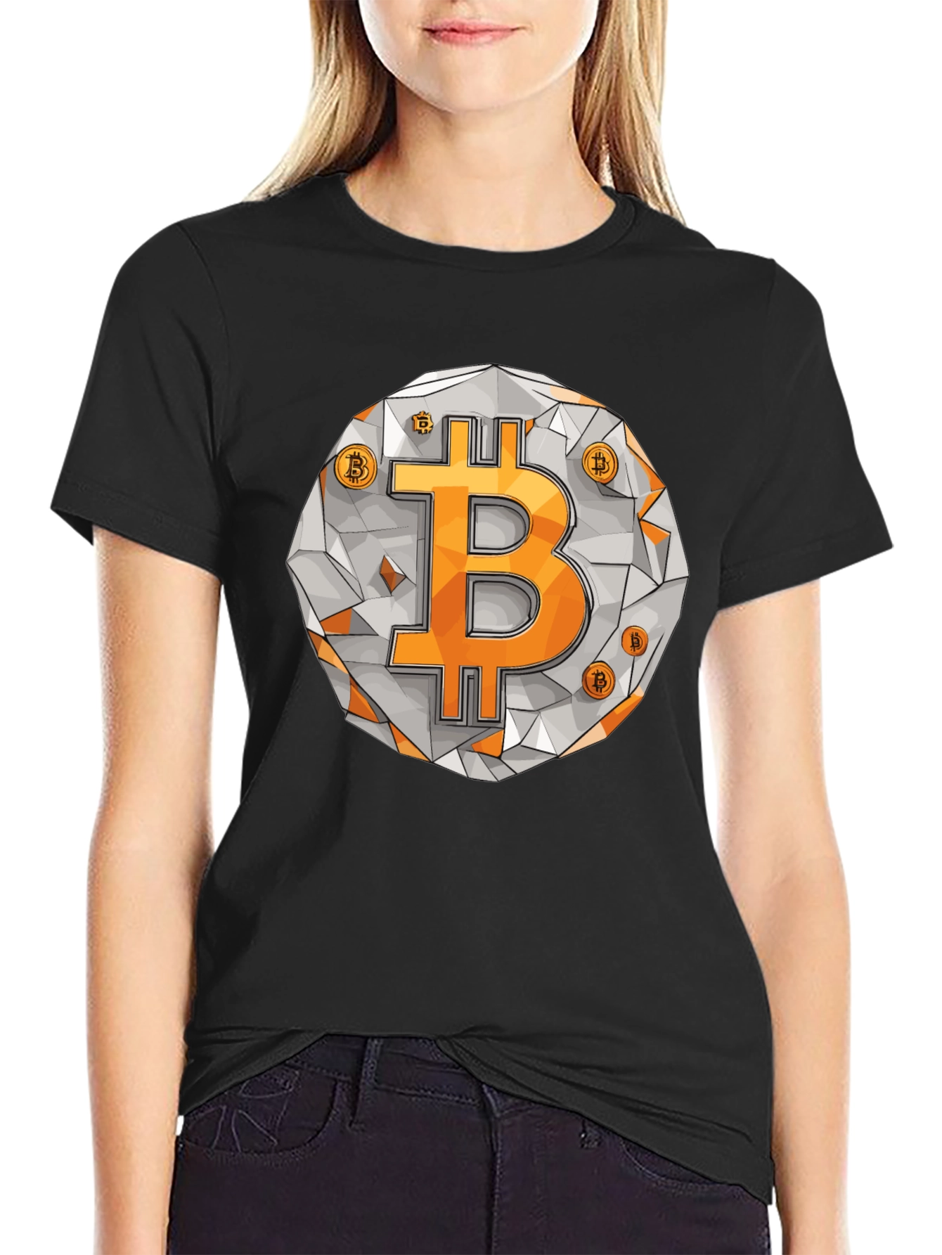 Bitcoin Crypto T-Shirt - Geometric Design