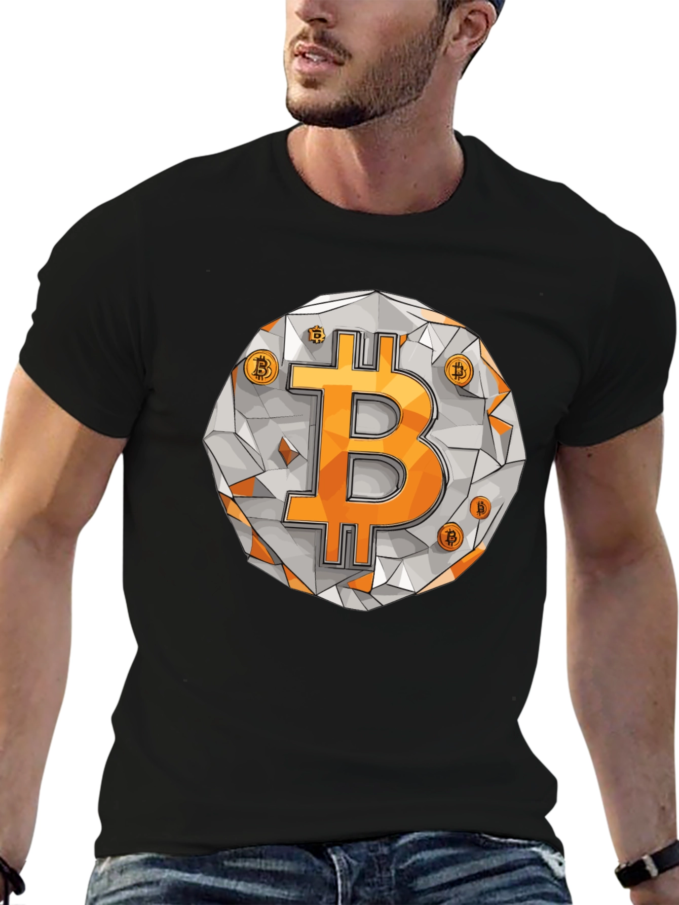 Bitcoin Crypto T-Shirt - Geometric Design