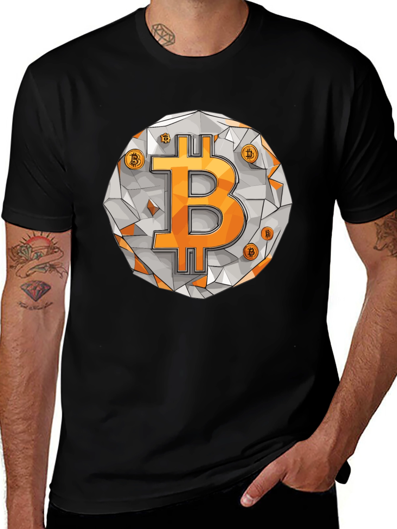 Bitcoin Crypto T-Shirt - Geometric Design