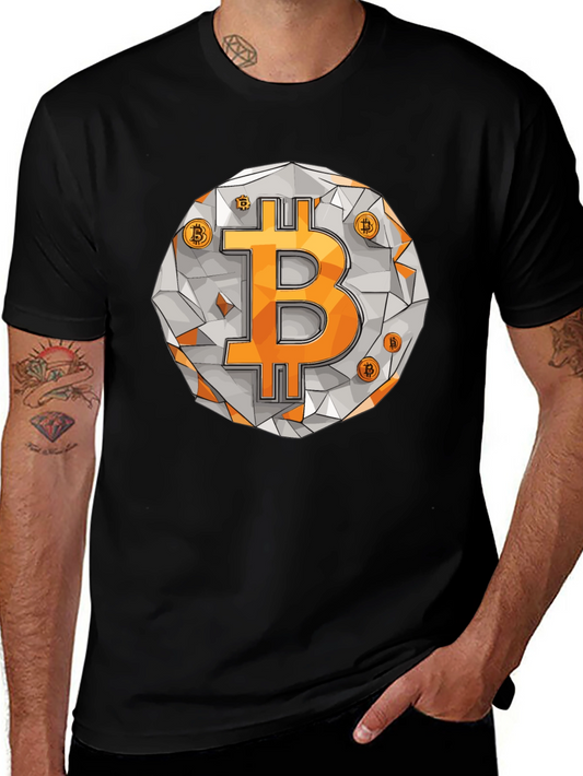 Bitcoin Crypto T-Shirt - Geometric Design