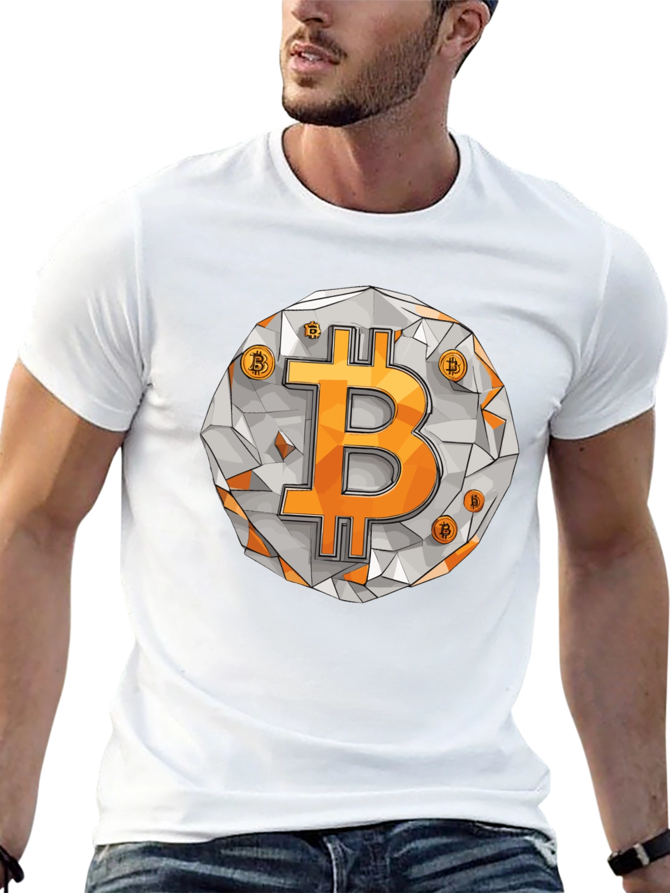 Bitcoin Crypto T-Shirt - Geometric Design
