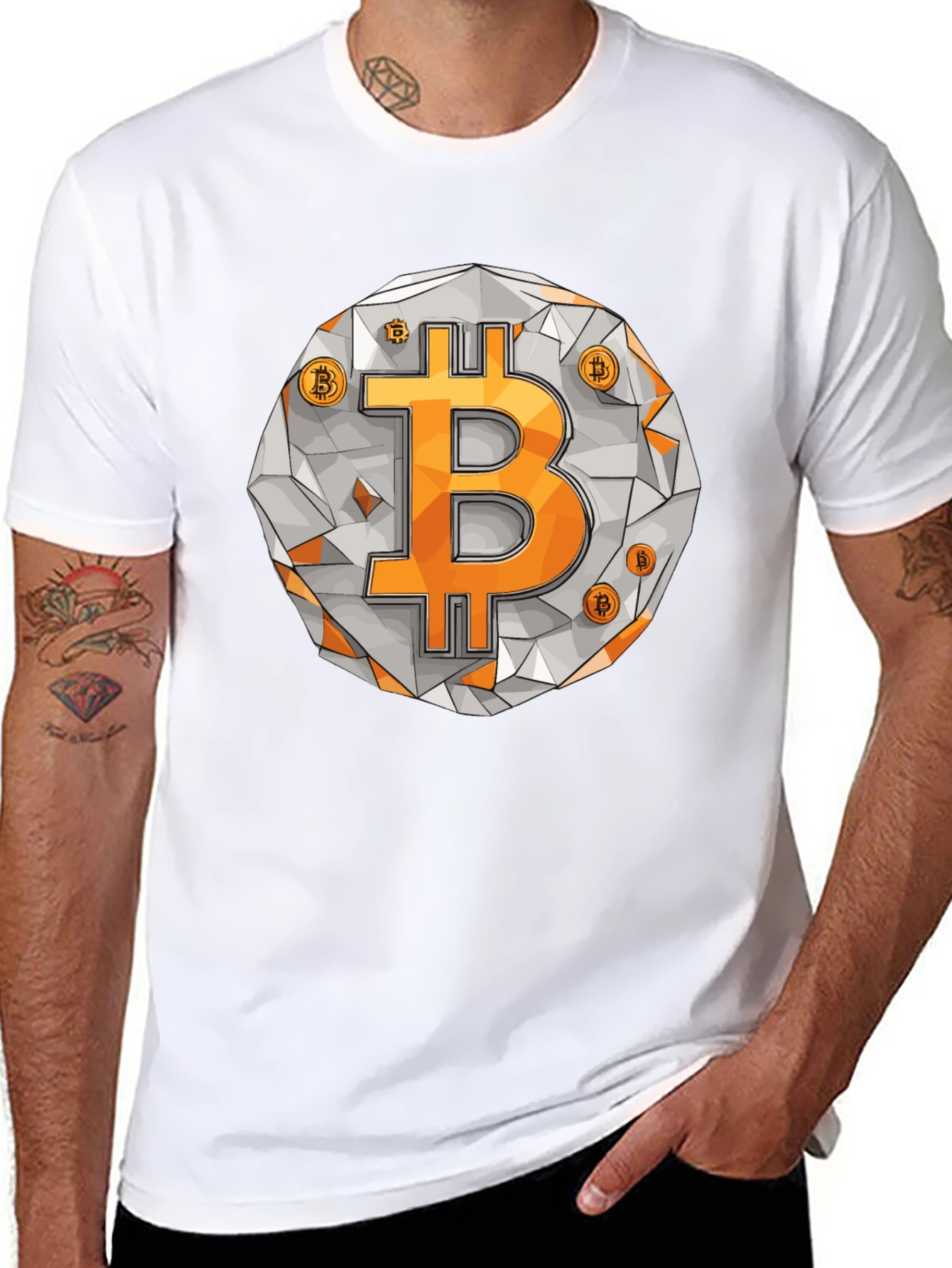 Bitcoin Crypto T-Shirt - Geometric Design