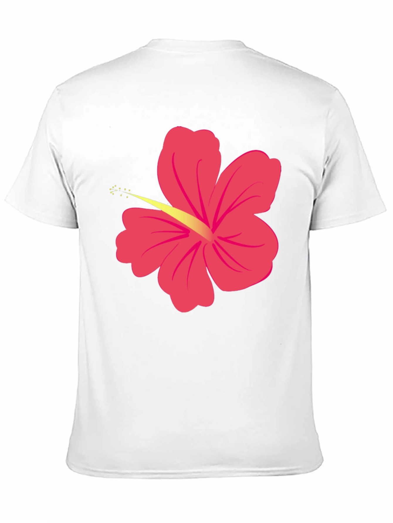 Black T-Shirt with Pink Hibiscus Flower Graphic