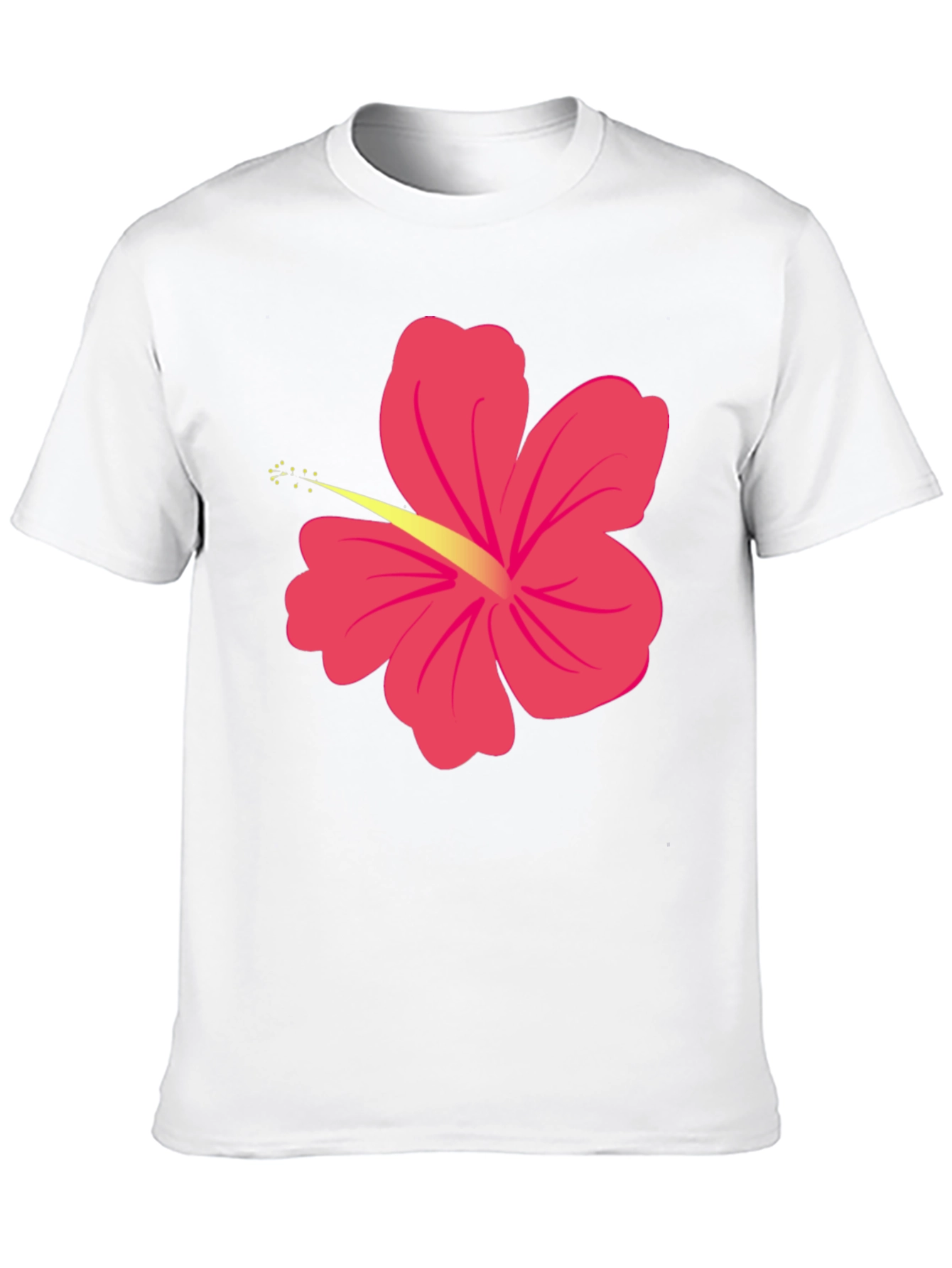 Black T-Shirt with Pink Hibiscus Flower Graphic