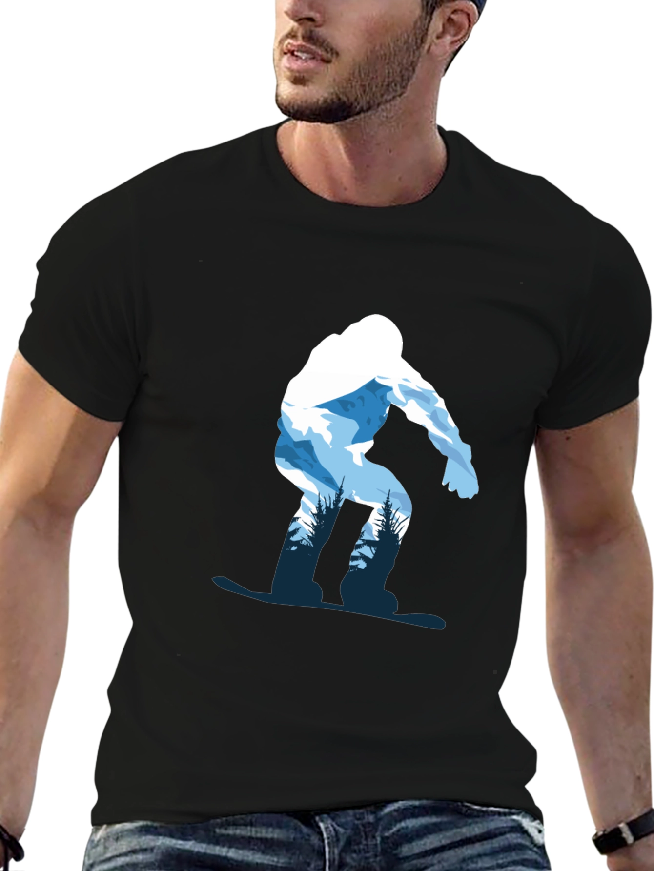 Snowboarder Graphic Tee - Black Cotton T-Shirt