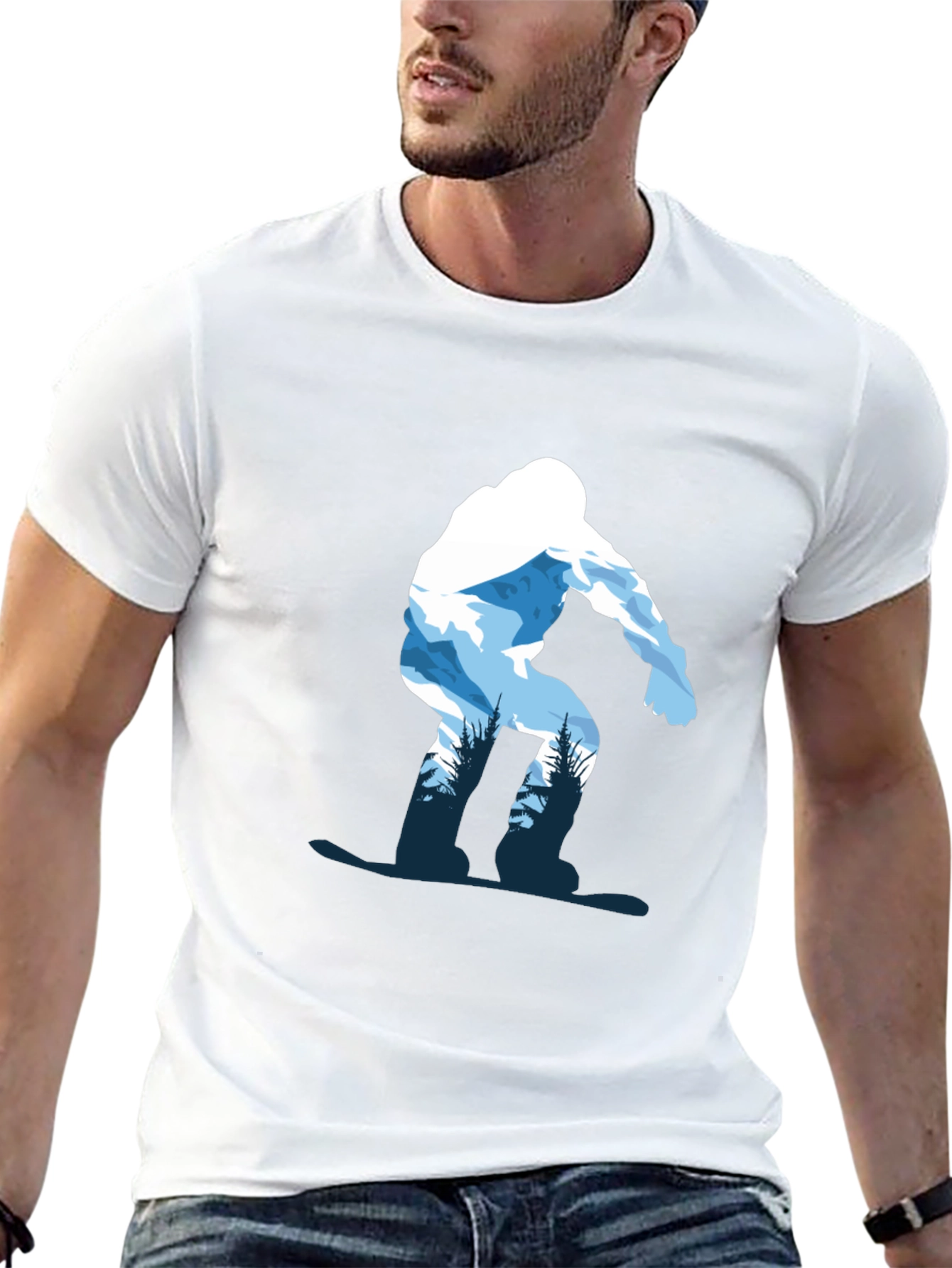 Snowboarder Graphic Tee - Black Cotton T-Shirt