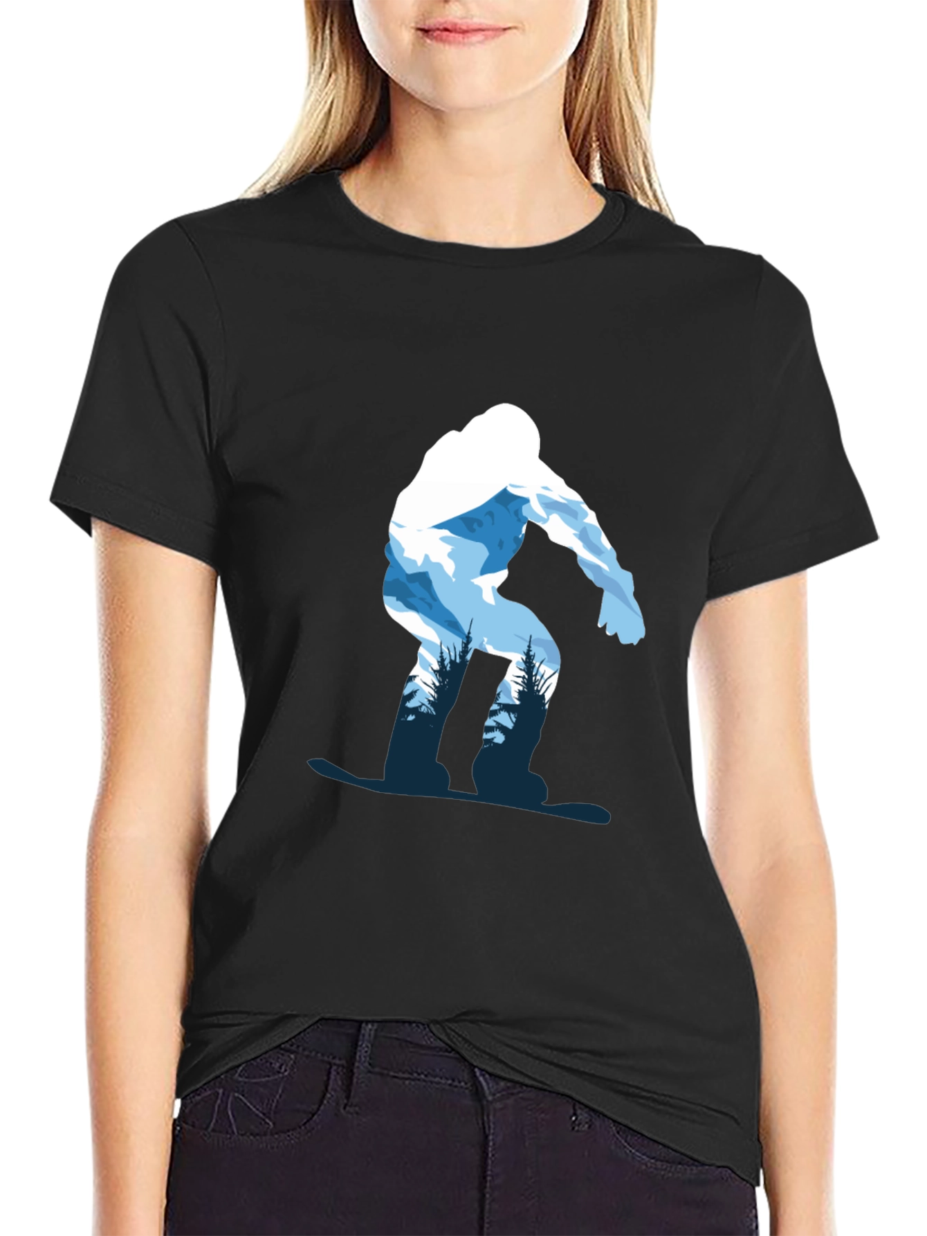 Snowboarder Graphic Tee - Black Cotton T-Shirt