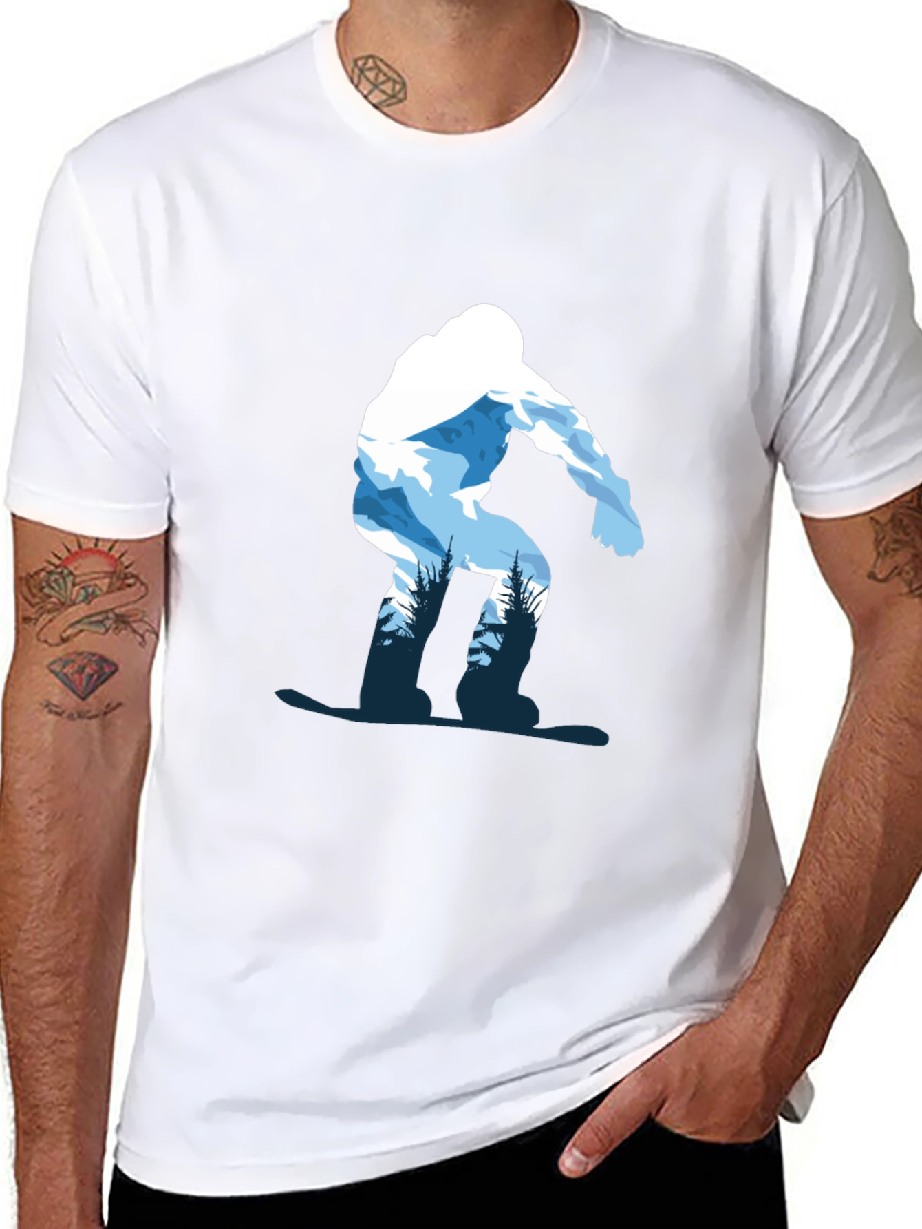 Snowboarder Graphic Tee - Black Cotton T-Shirt