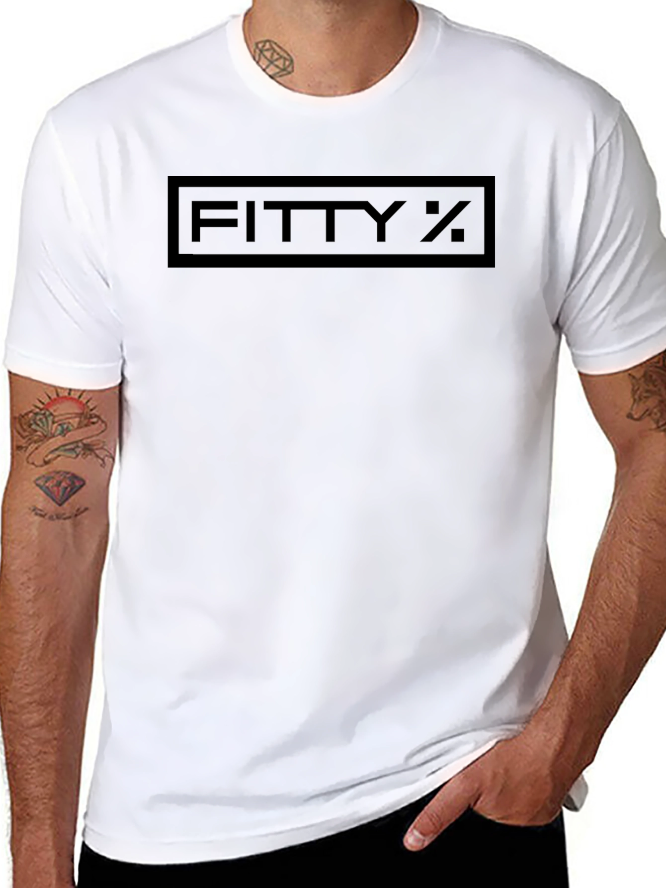 Fitty % Black Graphic Tee - Mens Casual Shirt