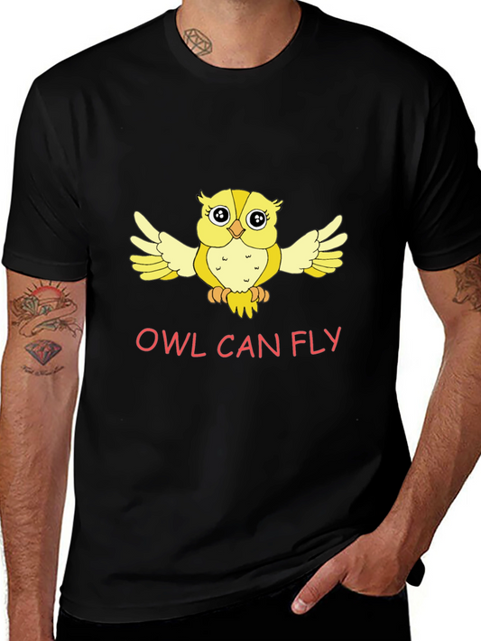 Owl Can Fly Graphic Tee - Black Cotton Comfort