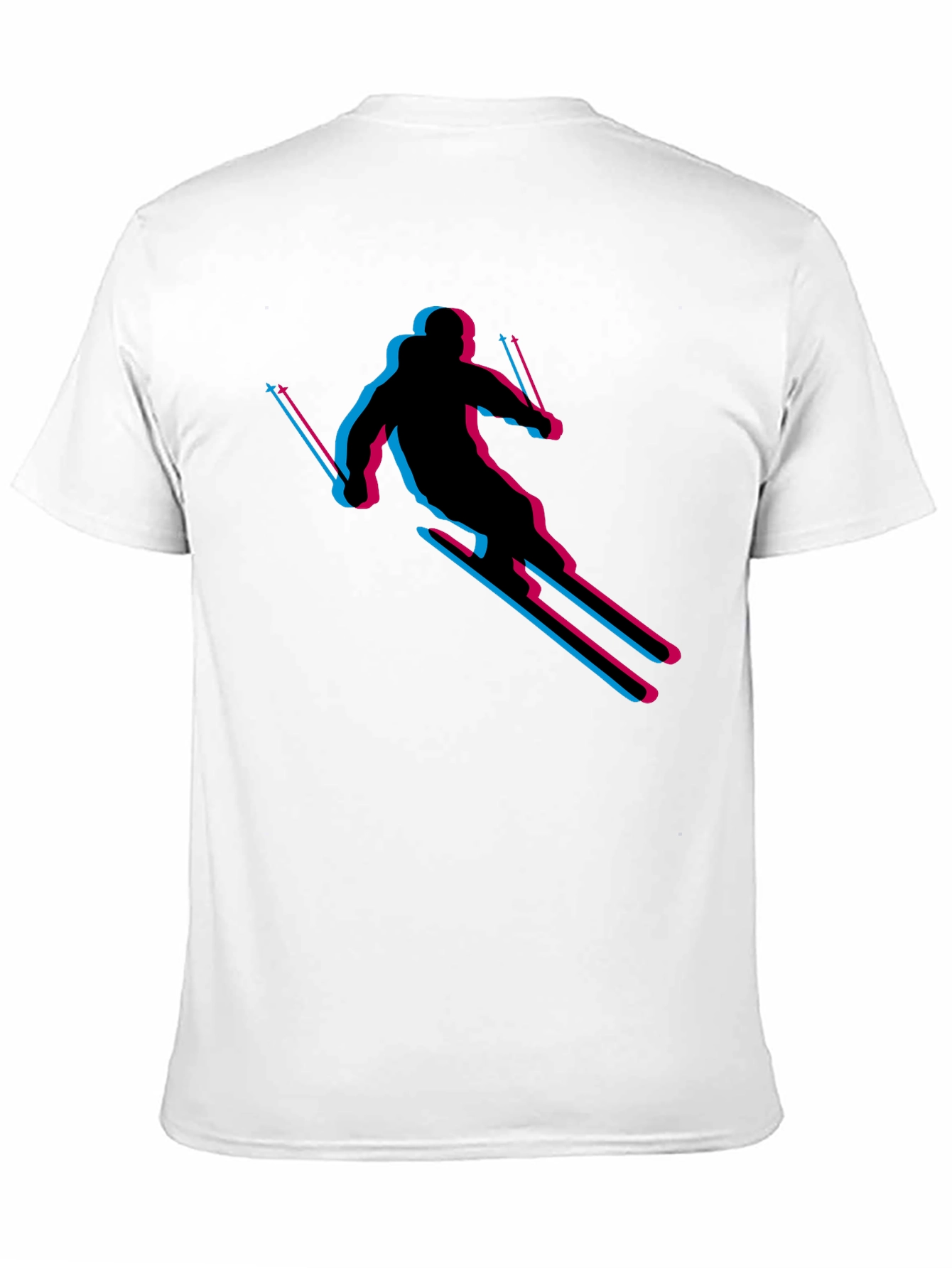 Retro Skiing T-Shirt - Black Cotton Blend